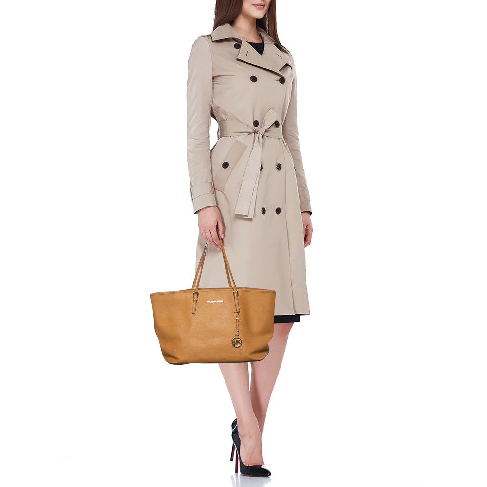 

Michael Kors Yellow Saffiano Leather Jet Set Tote