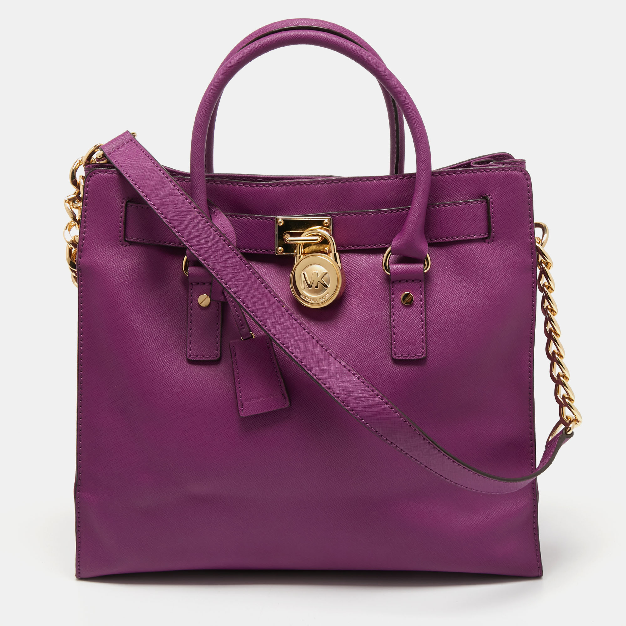 Pre-owned Michael Michael Kors Purple Leather Large Hamilton North South Tote