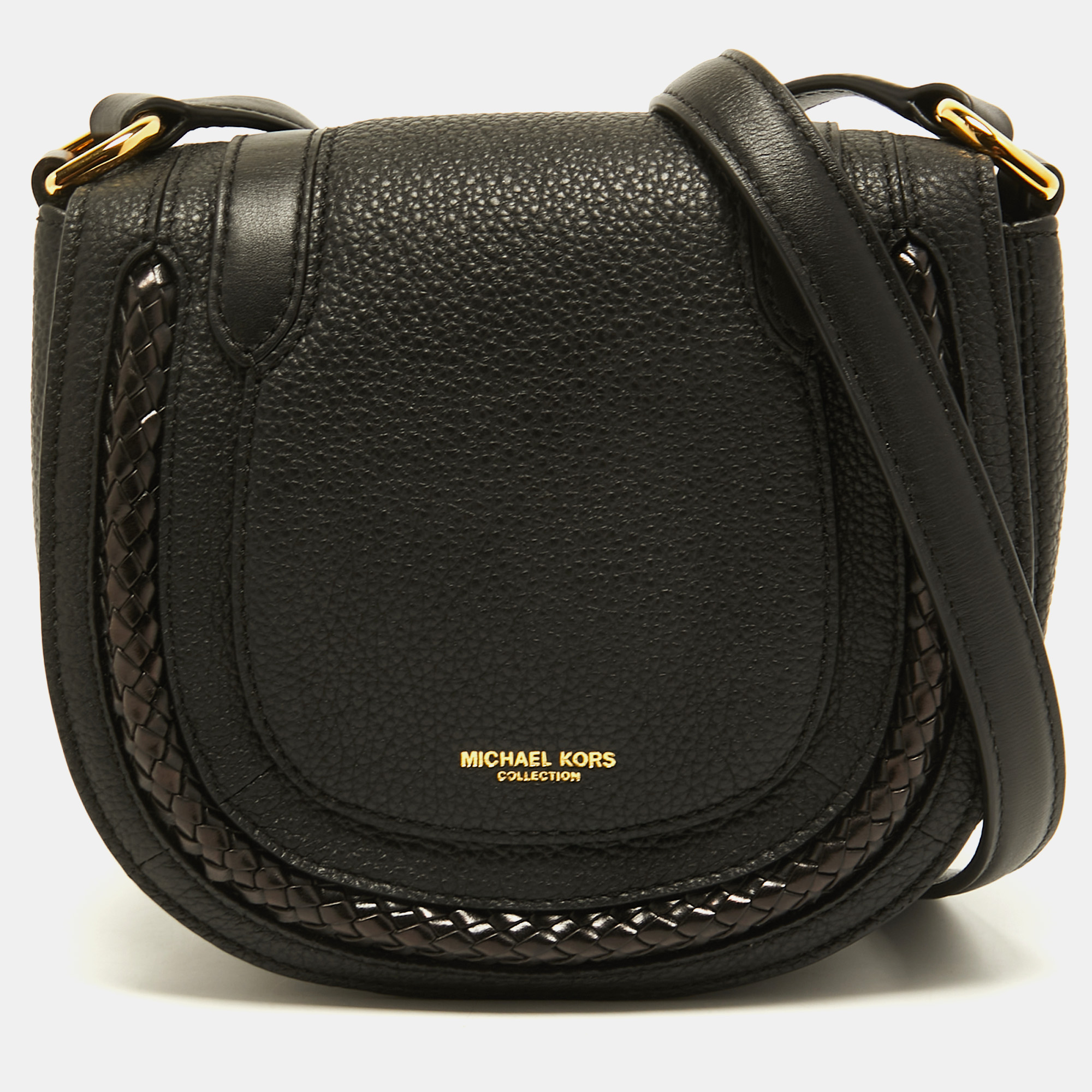 Pre-owned Michael Kors Collection Black Leather Saddle Crossbody Bag