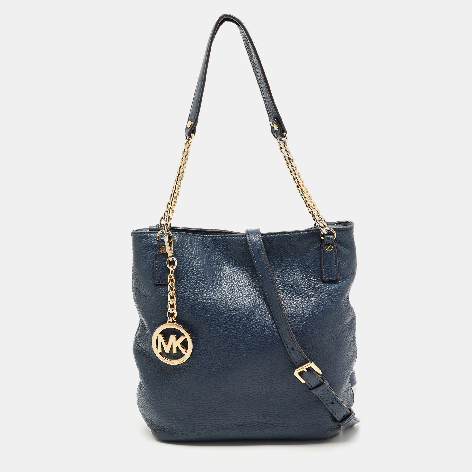 Pre-owned Michael Kors Navy Blue Soft Leather Chain Shoulder Bag