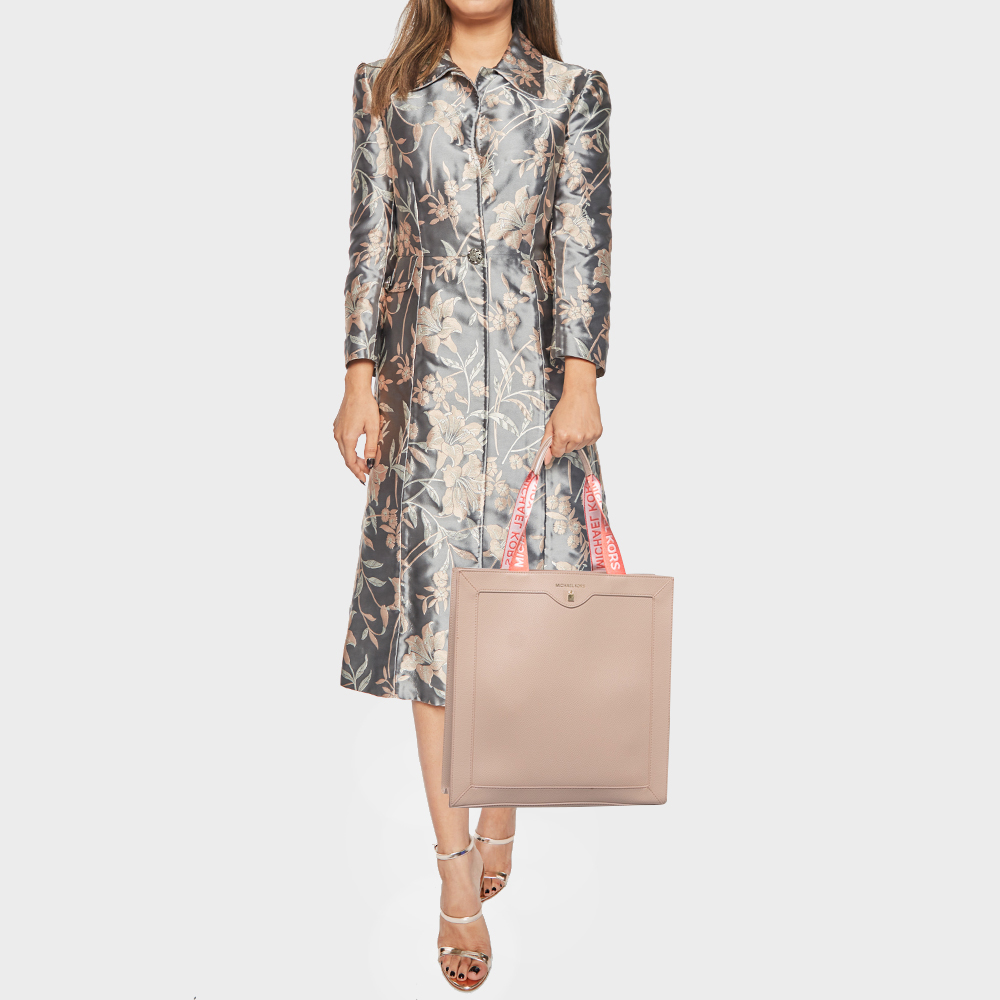 

Michael Kors Light Pink Leather Logo Handle Tote