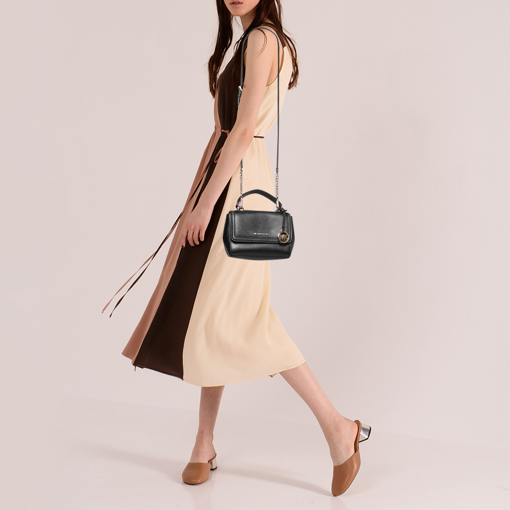 

Michael Kors Black Leather Flap Top Handle Bag