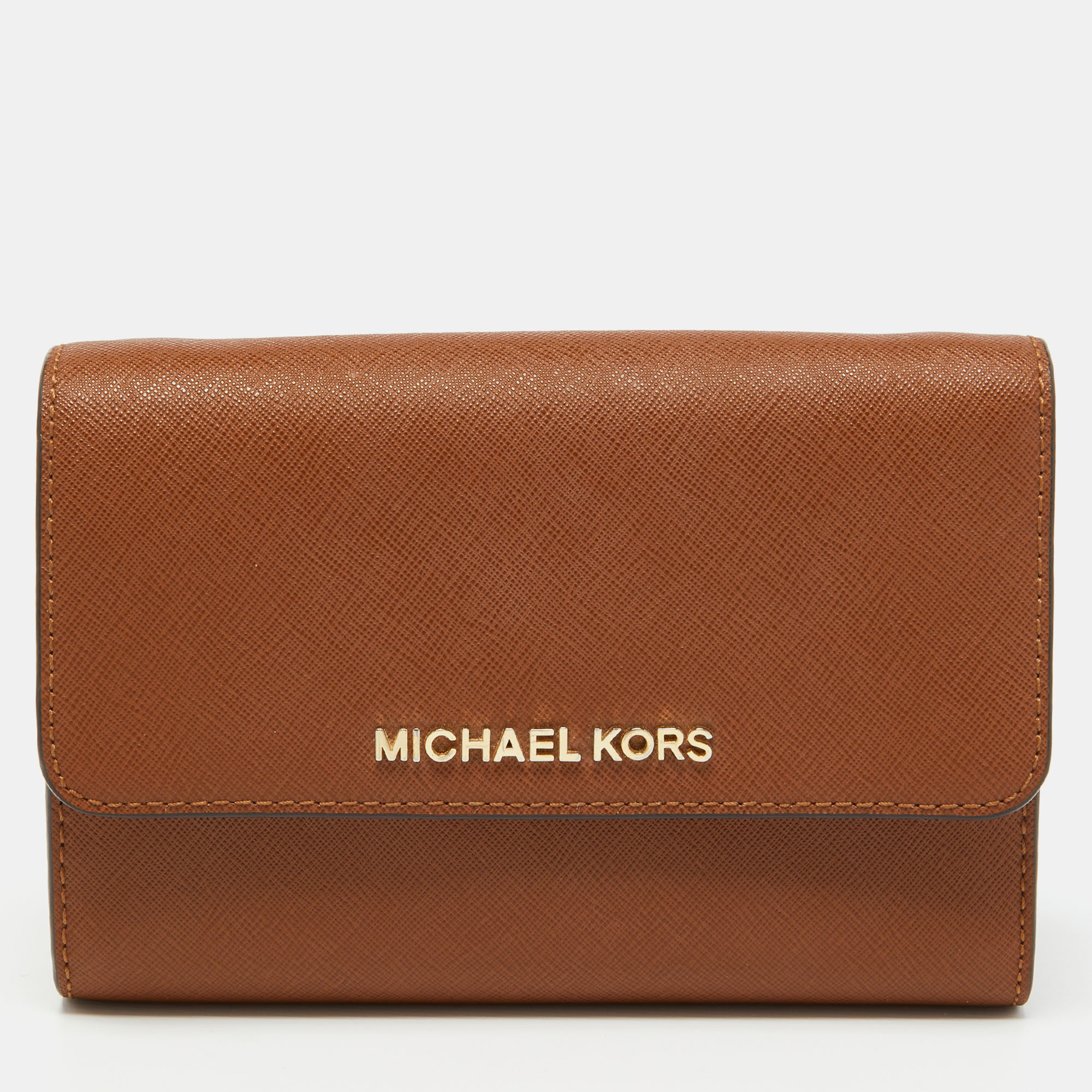 Pre-owned Michael Kors Brown Leather Flap Wallet