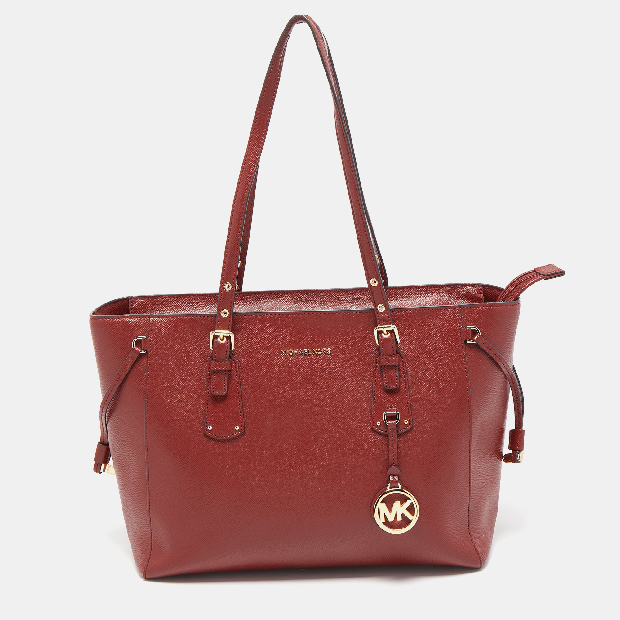 Pre-owned Michael Kors Red Leather Voyager Tote