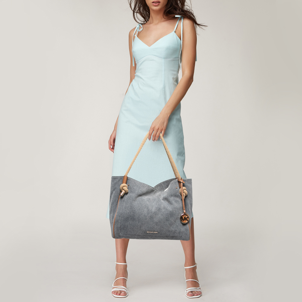

Michael Kors Blue Canvas Isla Tote