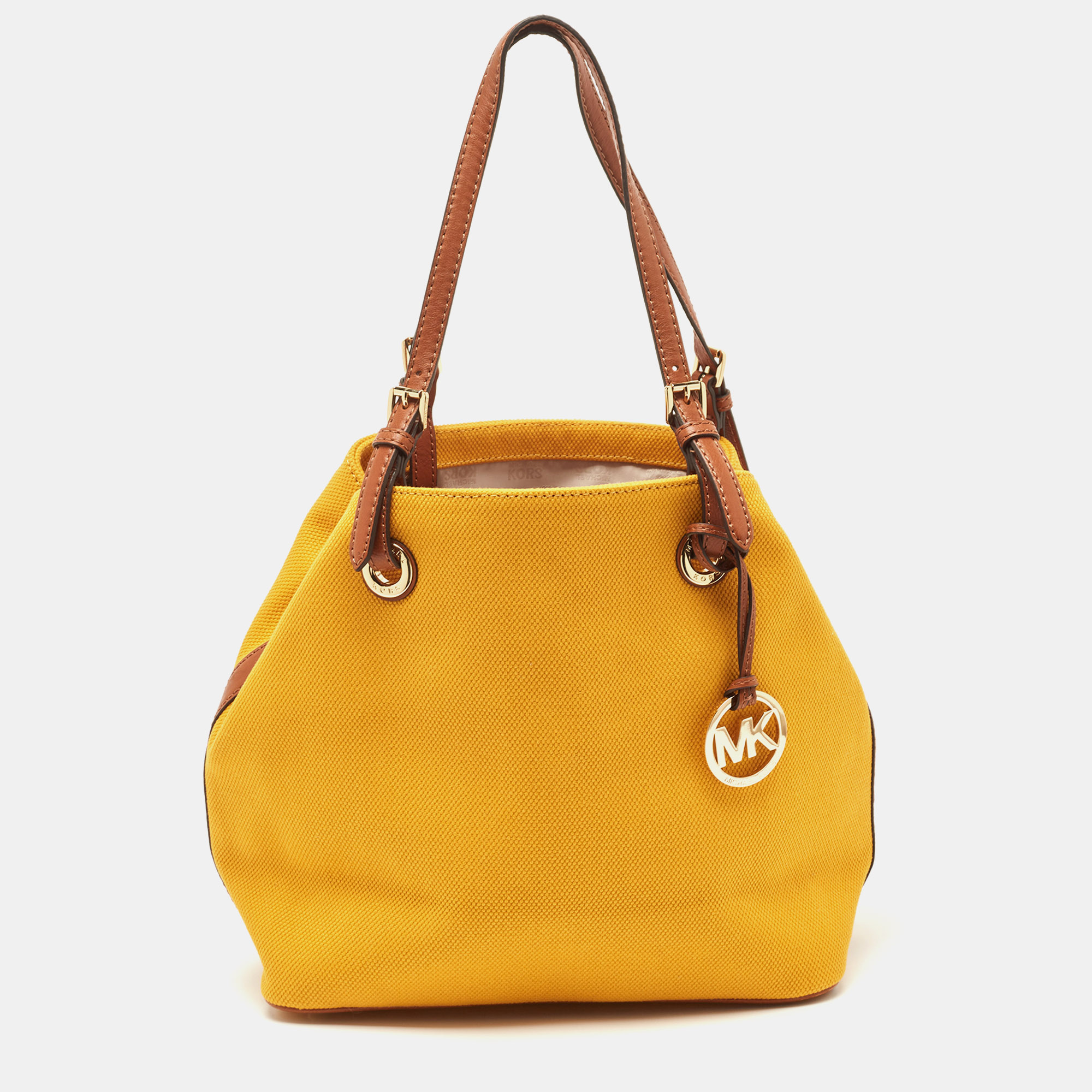Pre-owned Michael Kors Mustard Yellow Canvas Grab Tote