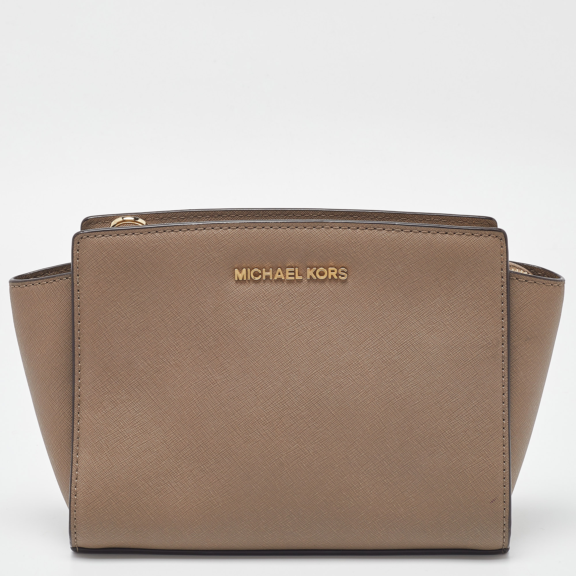 Pre-owned Michael Michael Kors Beige Leather Medium Selma Crossbody Bag