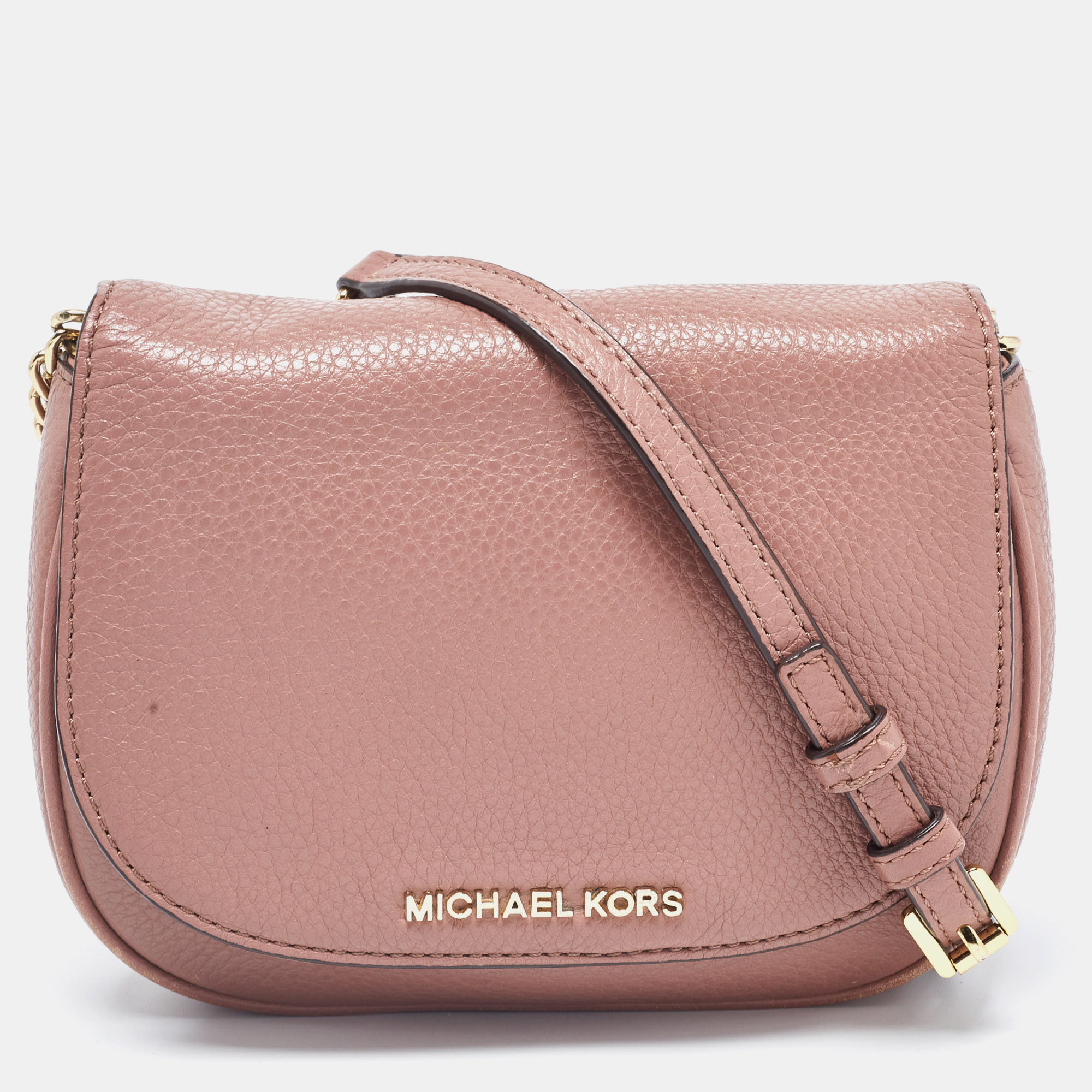 Pre-owned Michael Kors Old Rose Leather Bedford Crossbody Bag In Pink