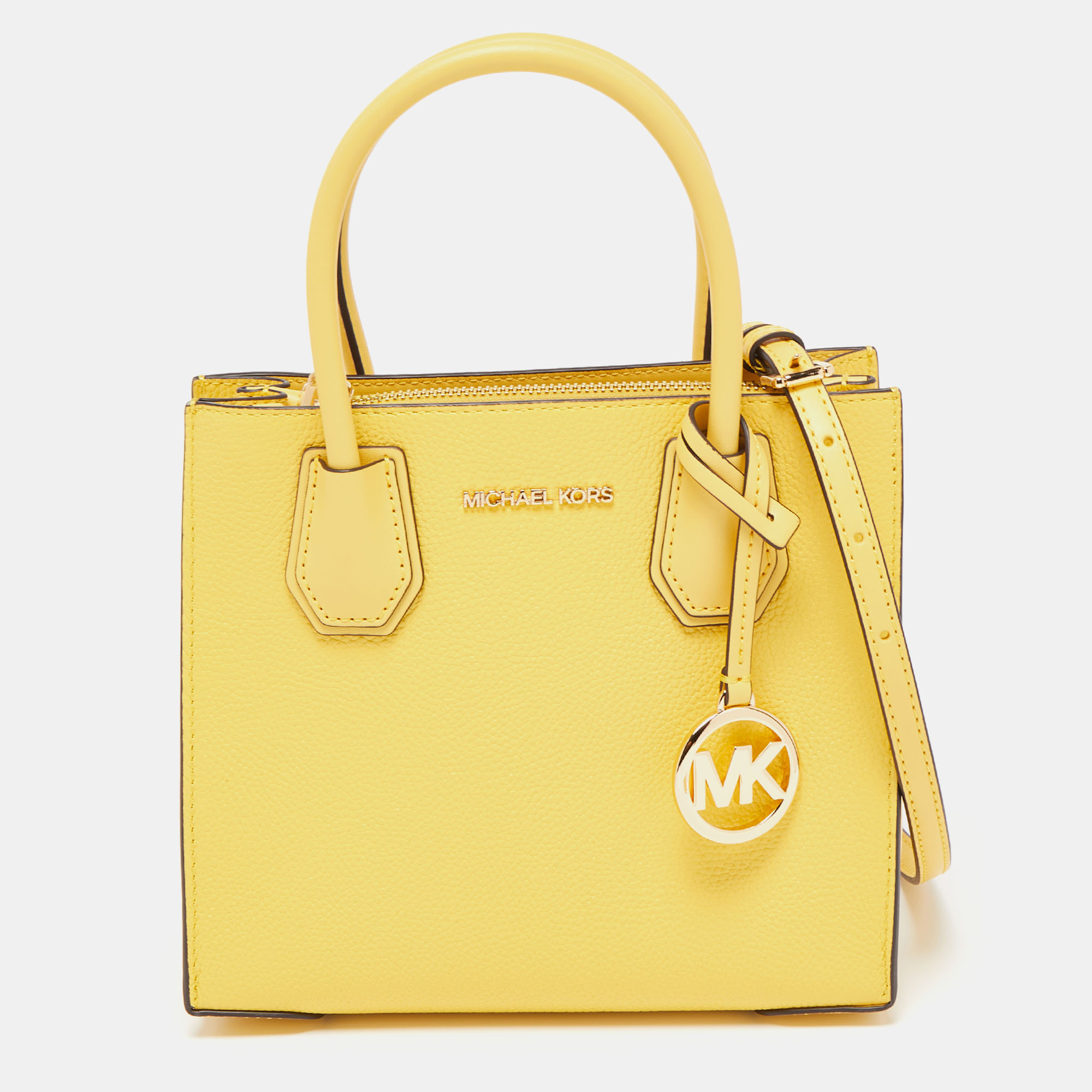 Pre-owned Michael Kors Yellow Leather Mercer Tote