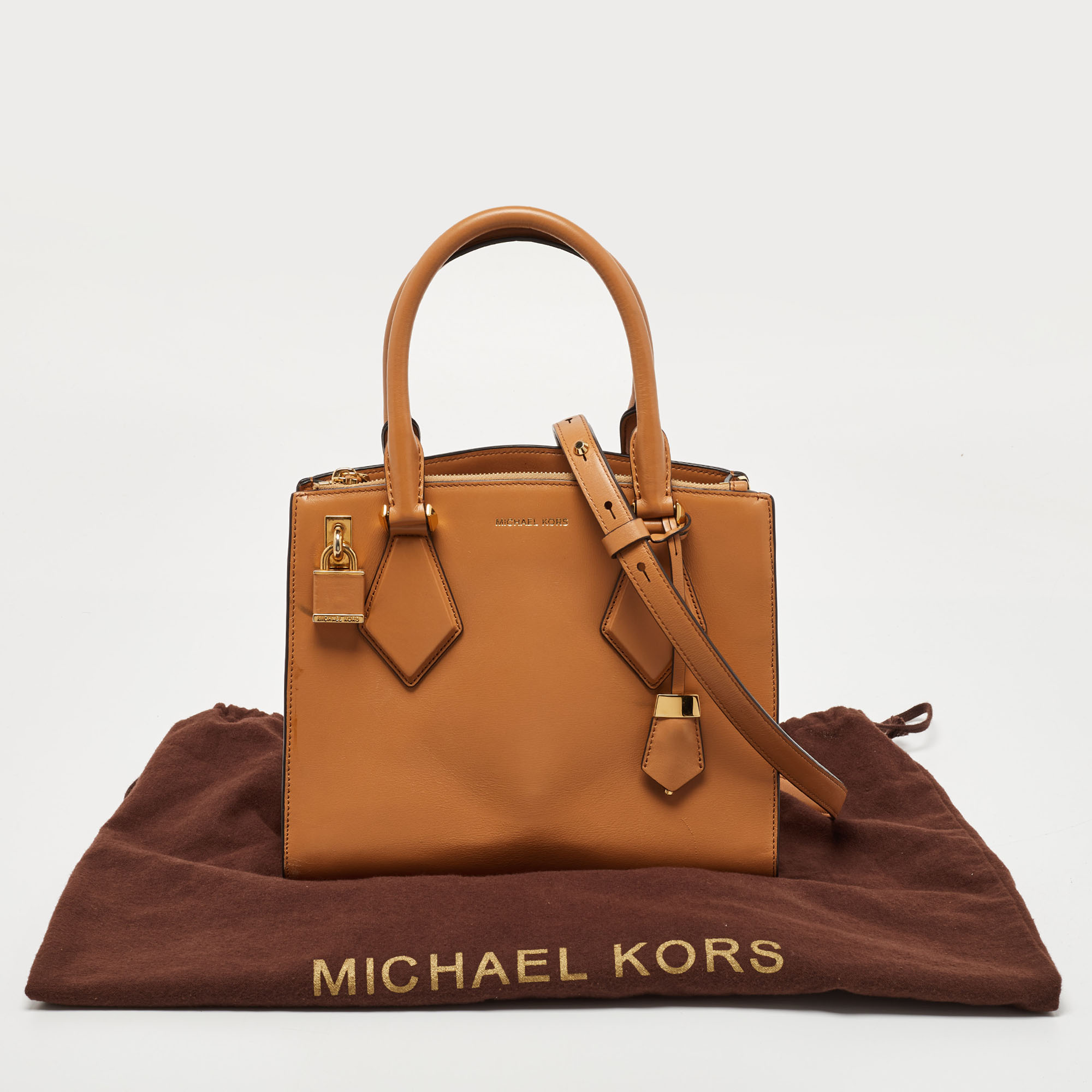 Michael Kors Mel Medium Saffiano Leather Tote Bag in Natural
