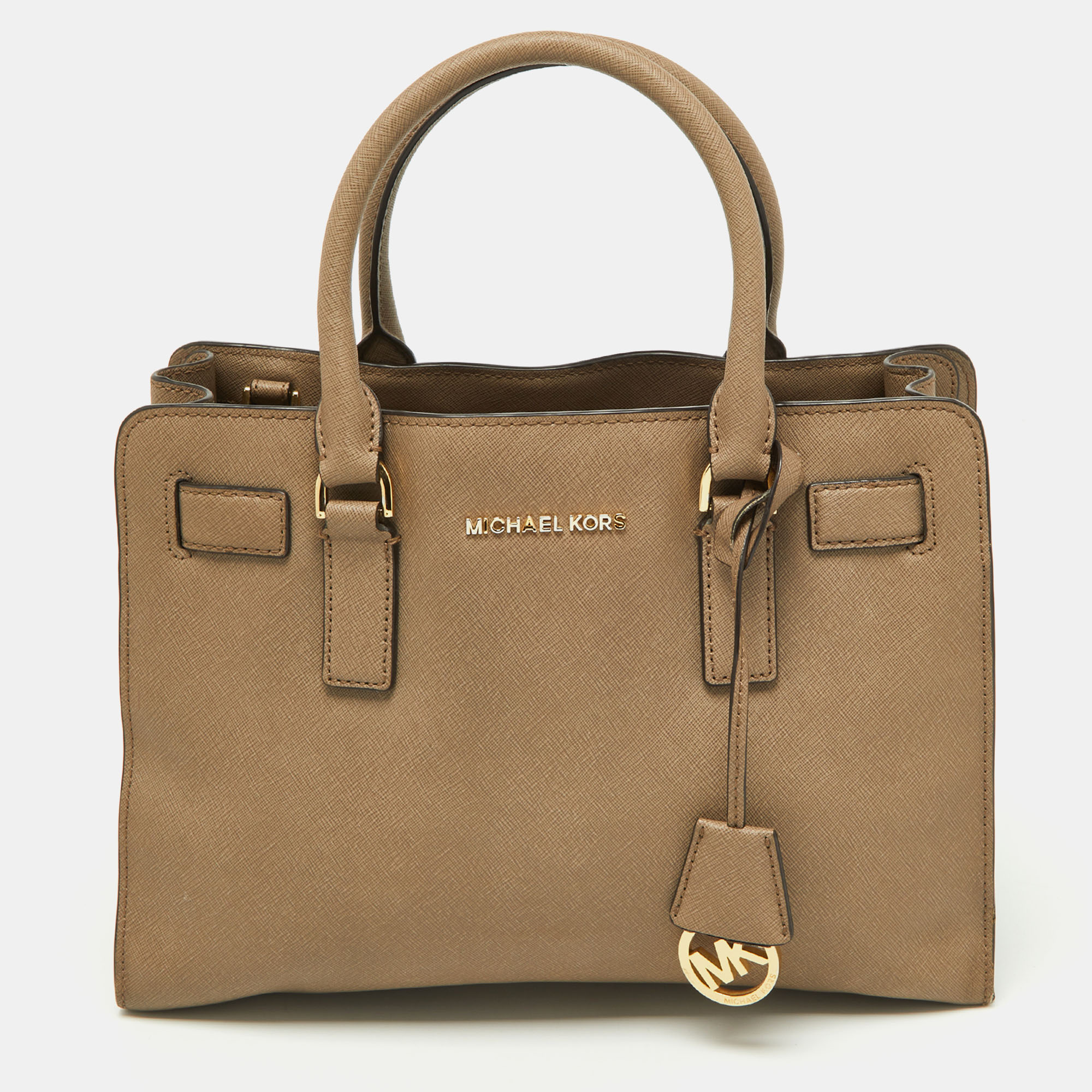 Pre-owned Michael Kors Beige Leather Hamilton East West Tote