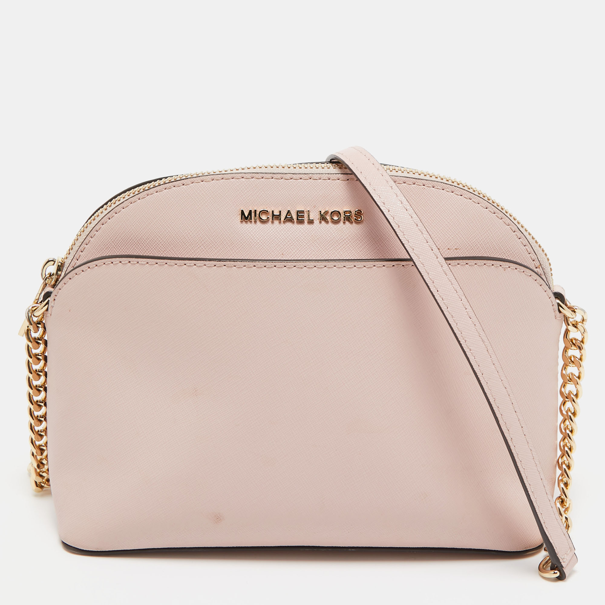 Pre-owned Michael Kors Pink Leather Emmy Crossbody Bag