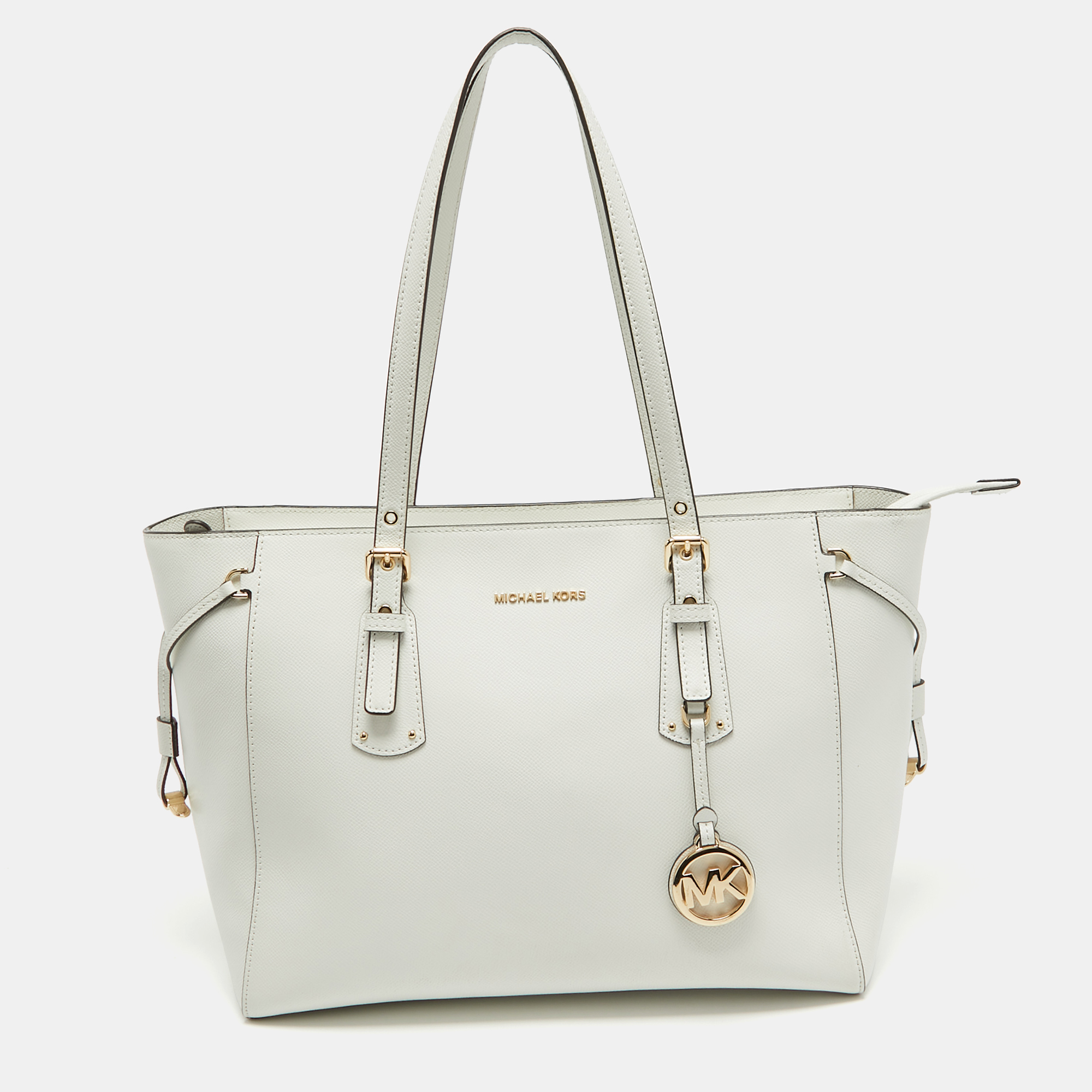

Michael Kors White Leather Voyager Tote