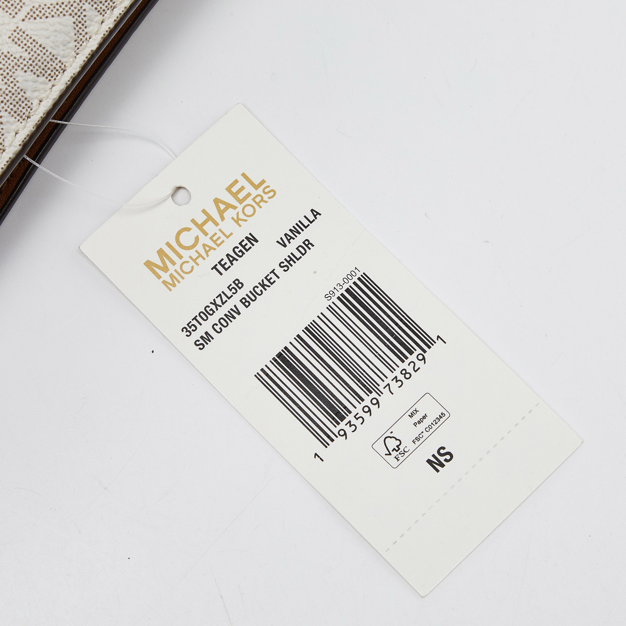 Michael Kors White/Brown Signature Coated Canvas and Leather Small Teagen Bag 