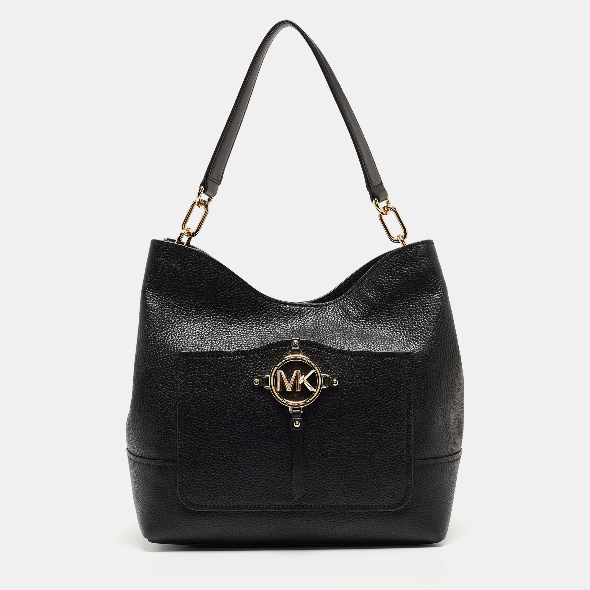 Pre-owned Michael Kors Black Leather Amy Hobo