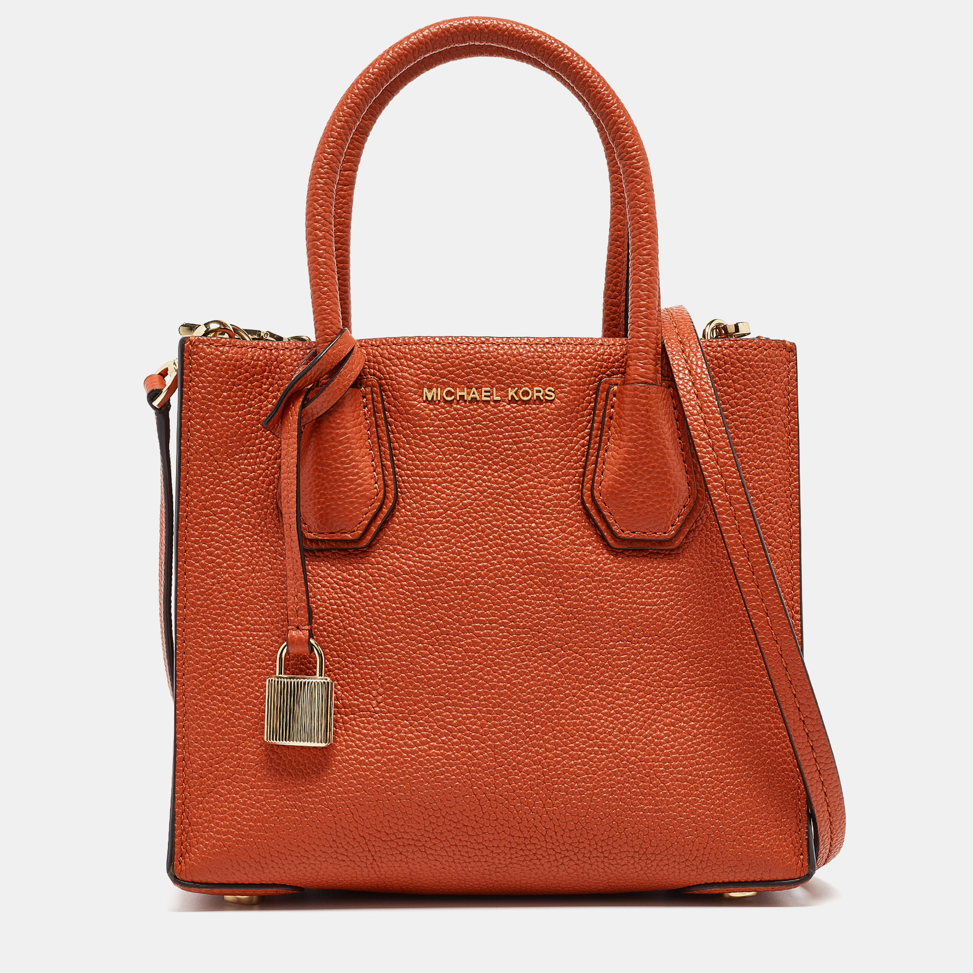 Pre-owned Michael Kors Orange Leather Small Mercer Tote