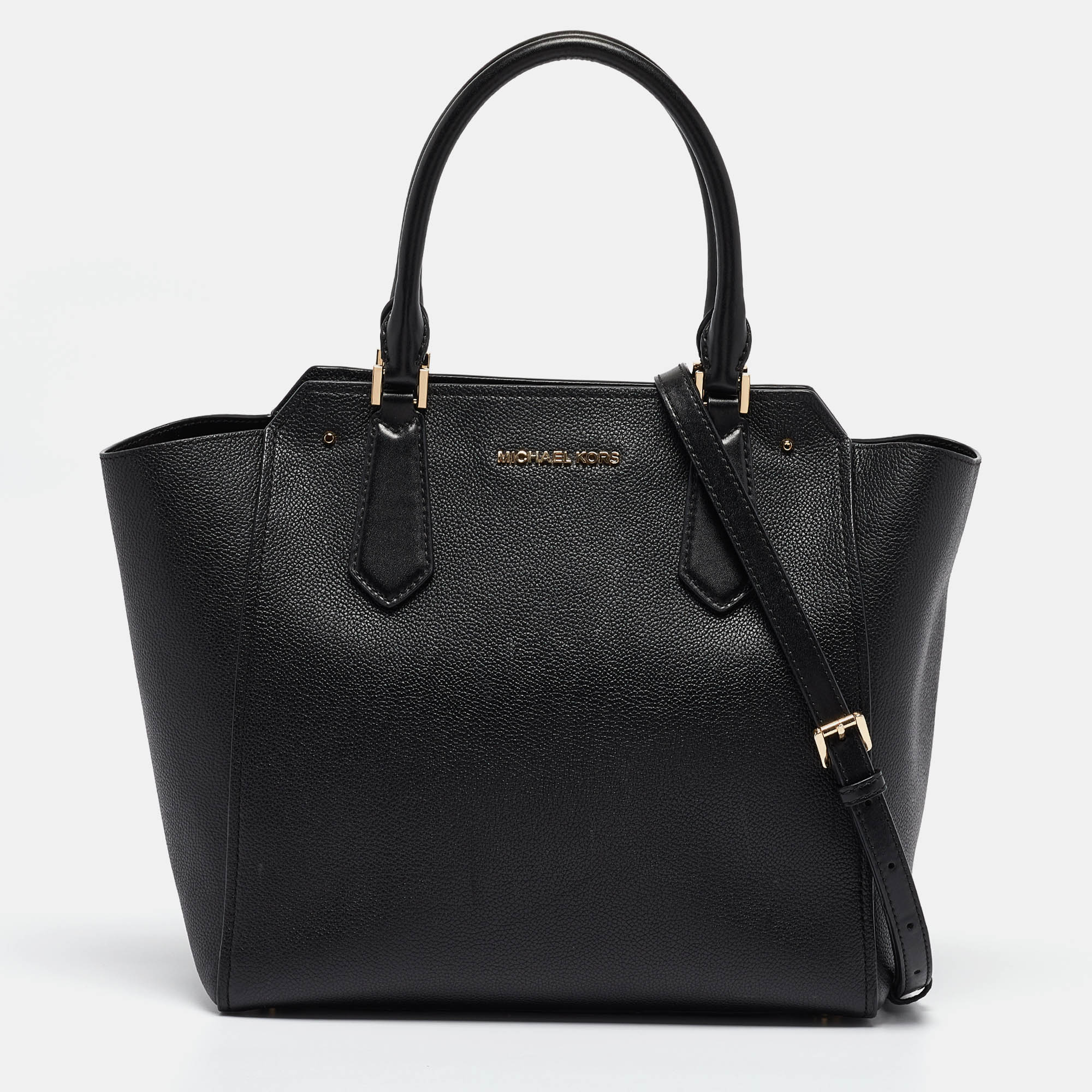 Pre-owned Michael Kors Black Leather Hayes Tote