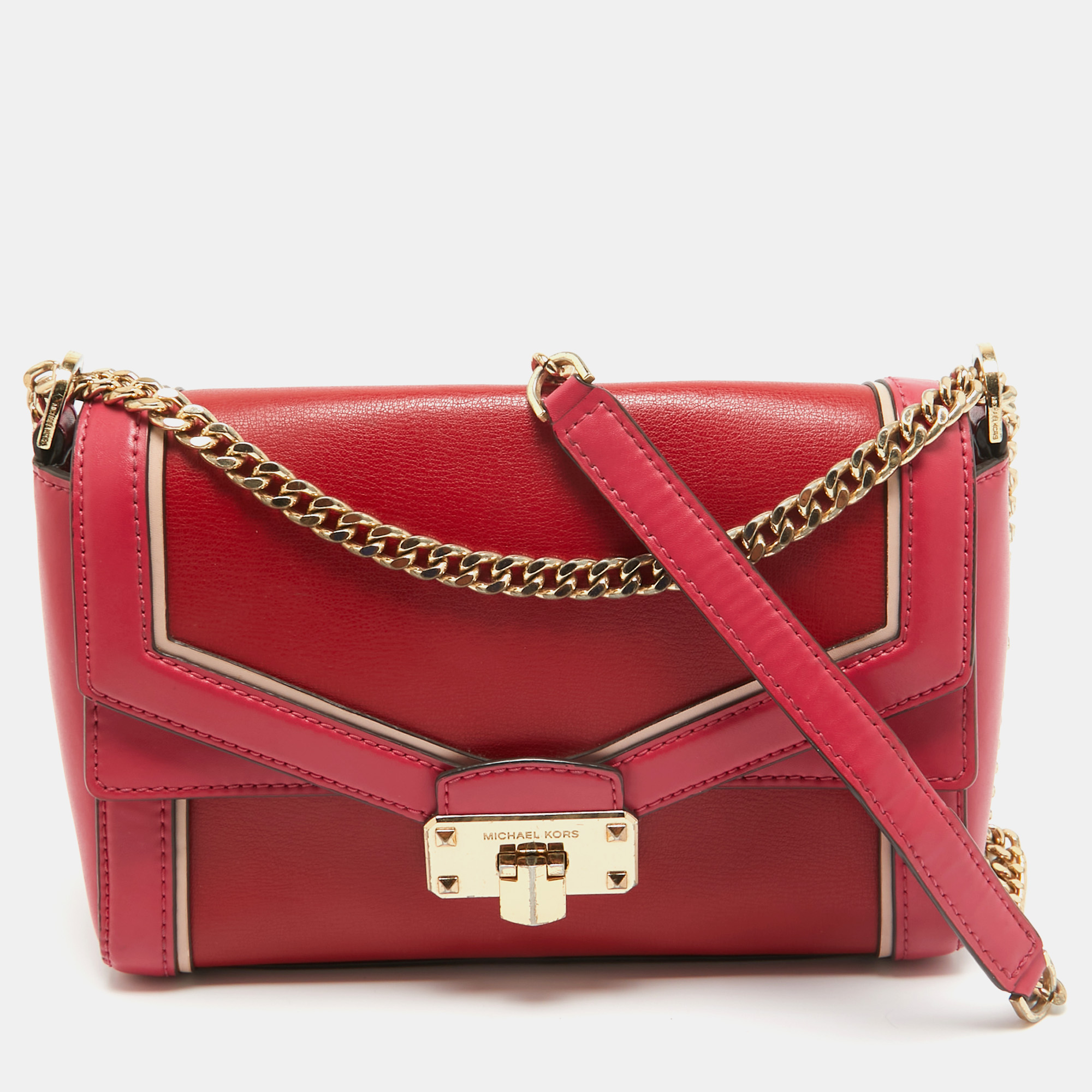 Pre-owned Michael Kors Pink Leather Kinsley Top Handle Bag