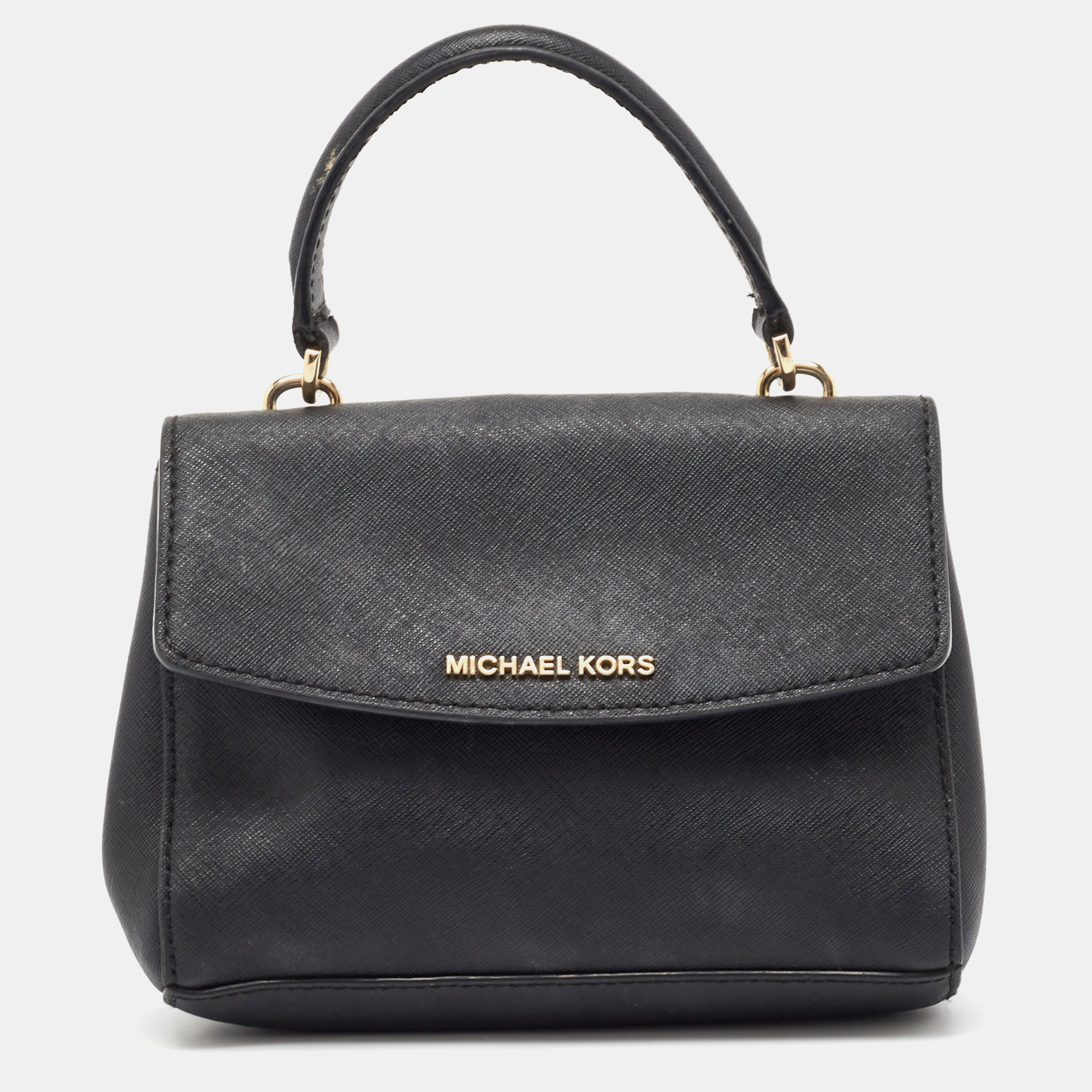 

Michael Kors Black Leather Mini Ava Top Handle Bag