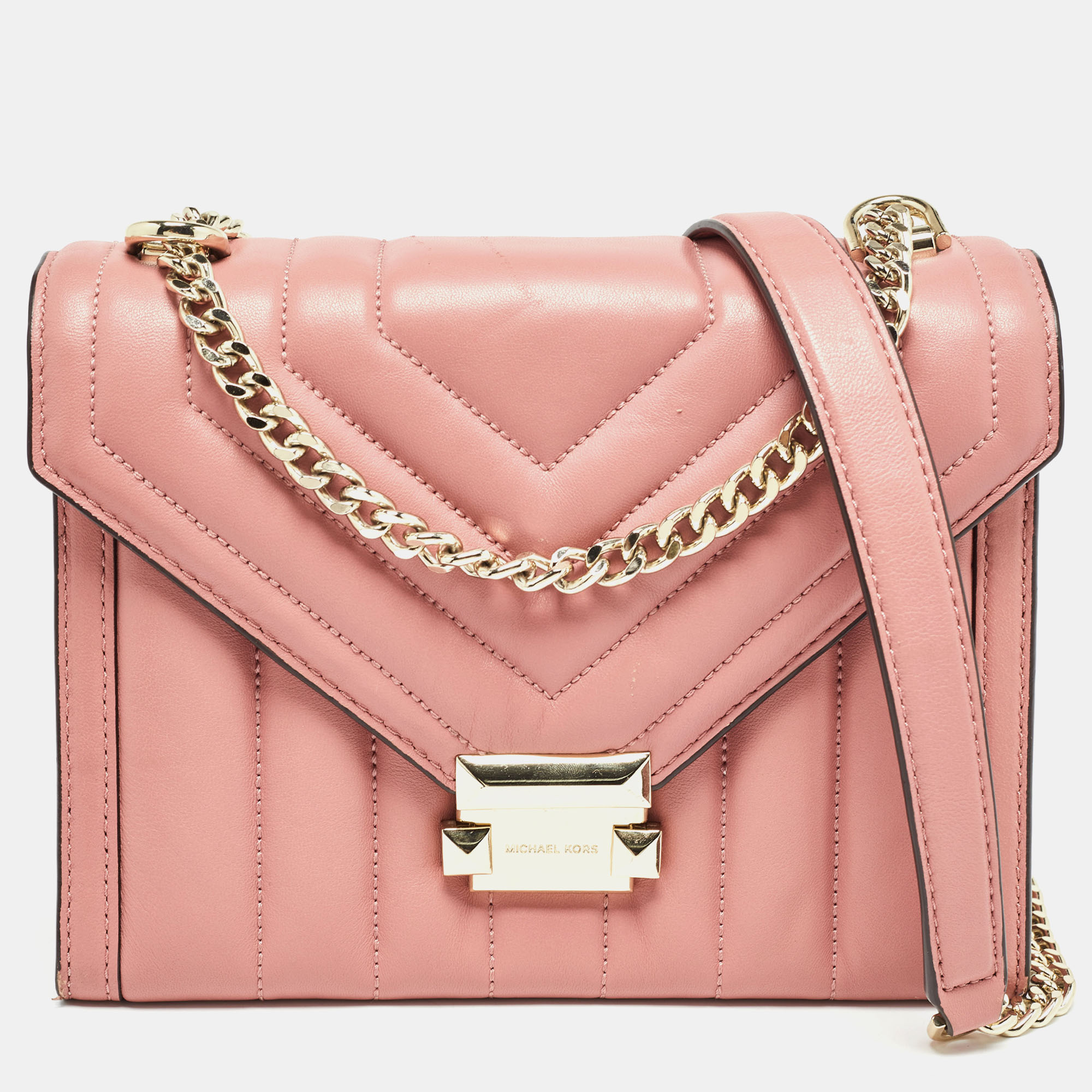 

Michael Kors Pink Quilted Leather Large Whitney Shoulder Bag
