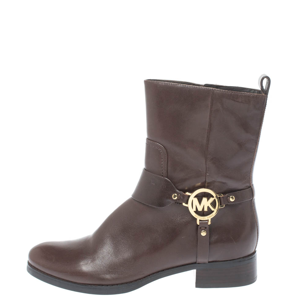 

MICHAEL Michael Kors Brown Leather Fulton Ankle Boots Size