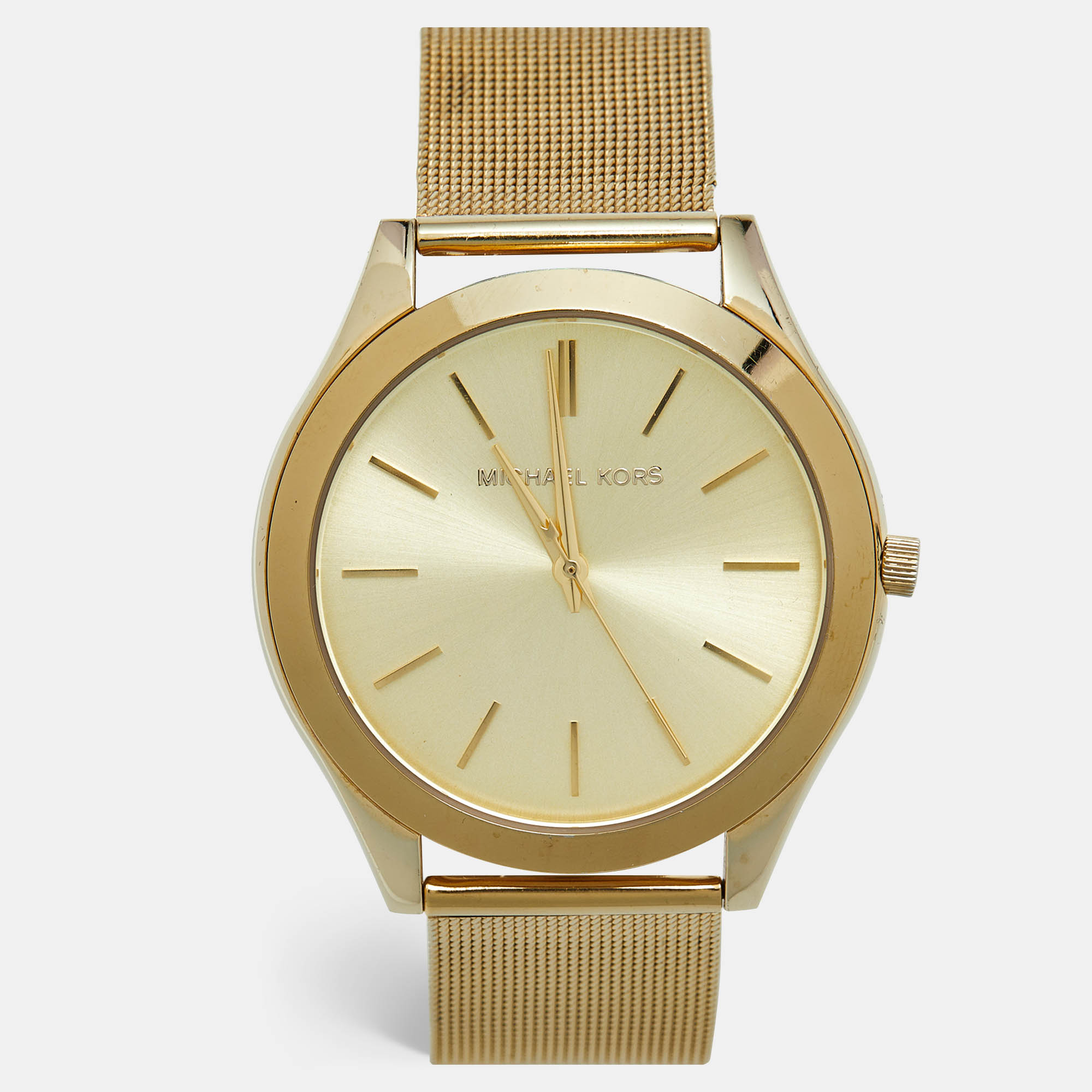 

Michael Kors Champagne Gold Plated Stainless Steel Slim Runway MK3282 Women's Wristwatch