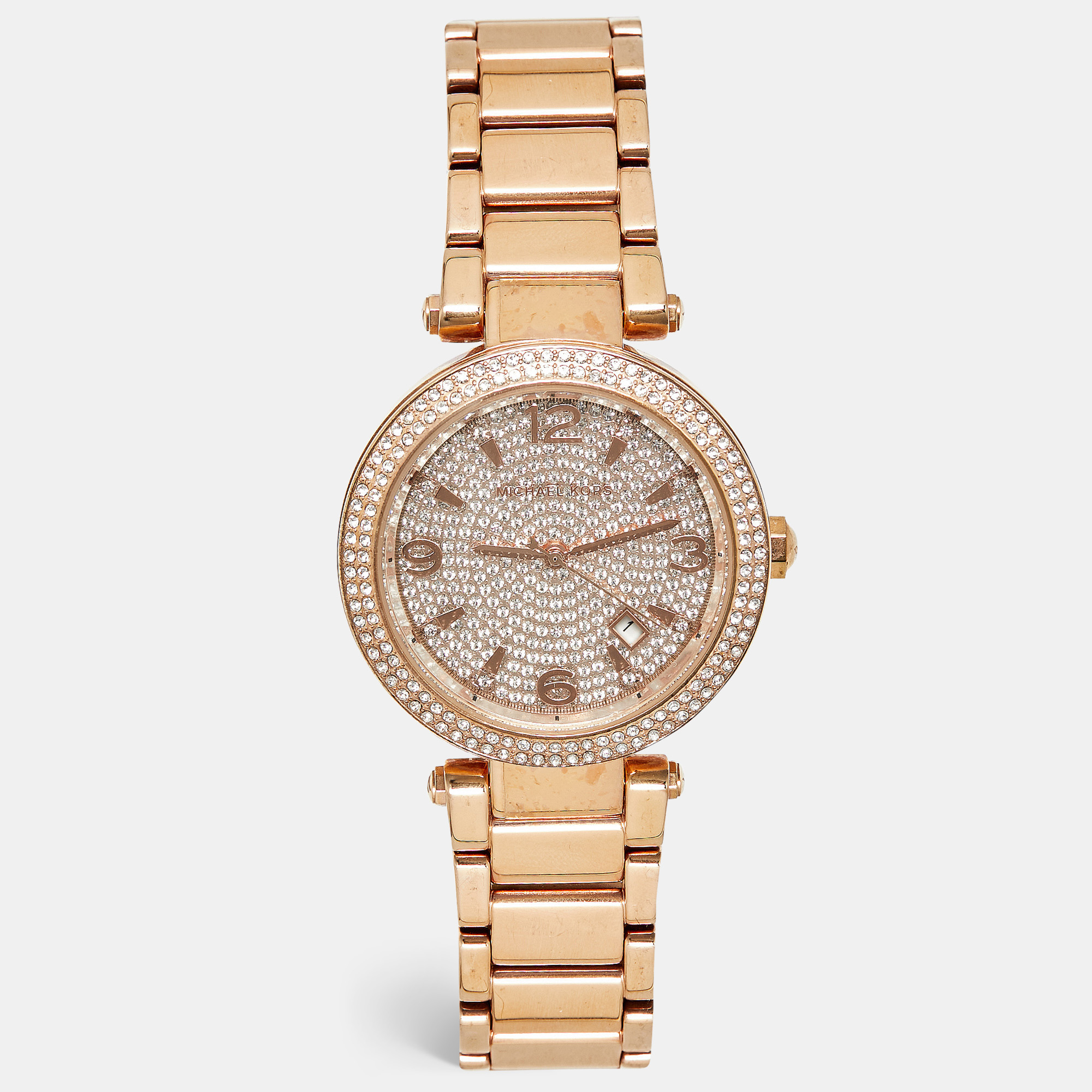 Michael Kors Pave Rose Gold Plated Stainless Steel Parker MK6511 Women's Wristwatch 38 mm