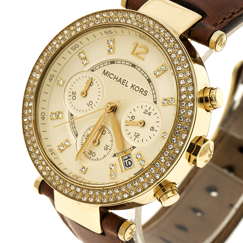 

Michael Kors Gold Tone Parker Chronograph MK2249 Women's Wristwatch, Brown