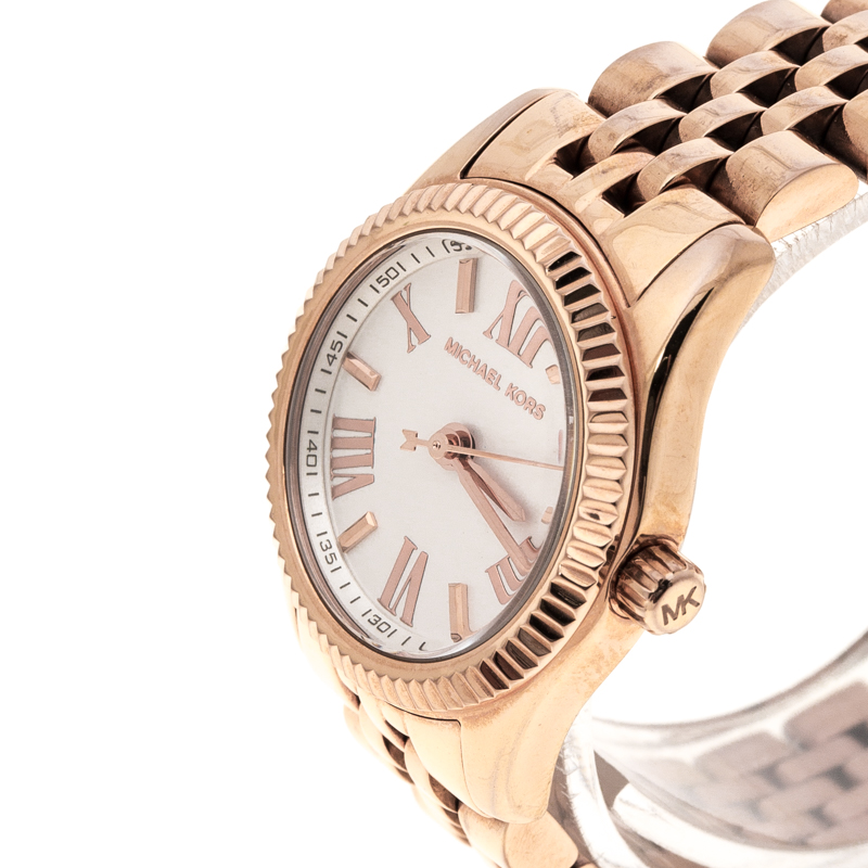 

Michael Kors silver White Gold Plated Steel Petite Lexington Rose MK3230 Women's Wristwatch