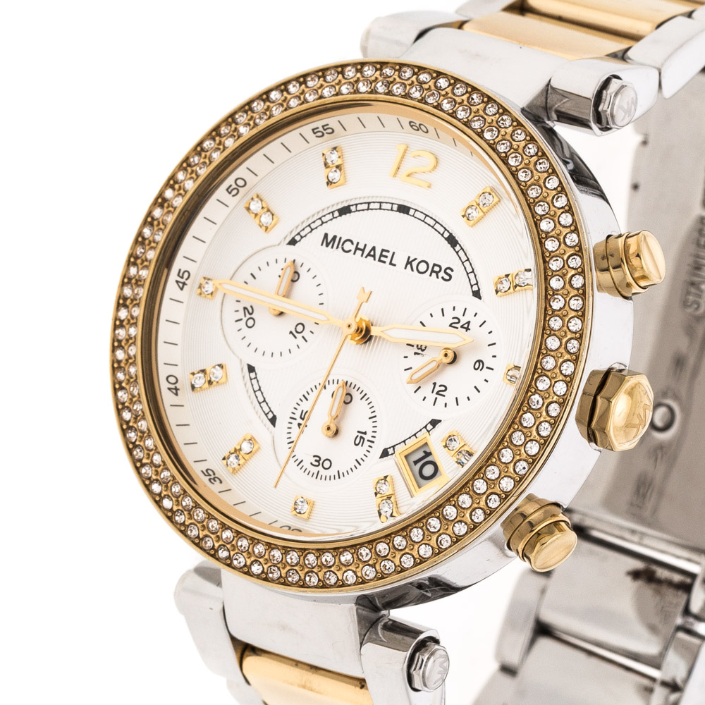 

Michael Kors Silver White Dial Two-Tone Stainless Steel Parker MK5626 Women's Wristwatch