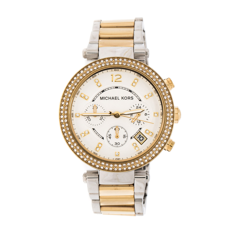 Michael Kors Silver White Dial Two-Tone Stainless Steel Parker MK5626 ...