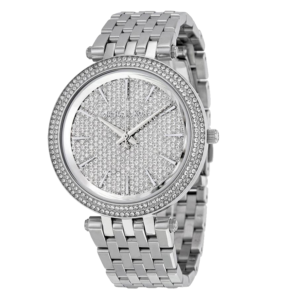 Pre-owned Michael Kors Silver Pave Stainless Steel Darci Mk3437 Women's ...