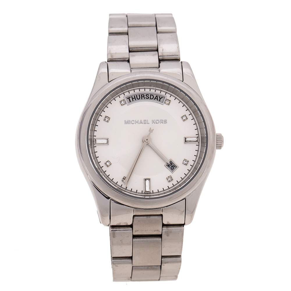 مملوكة مسبقًا Michael Kors Silver Stainless Steel Colette MK6067 Women's Wristwatch 33 mm
