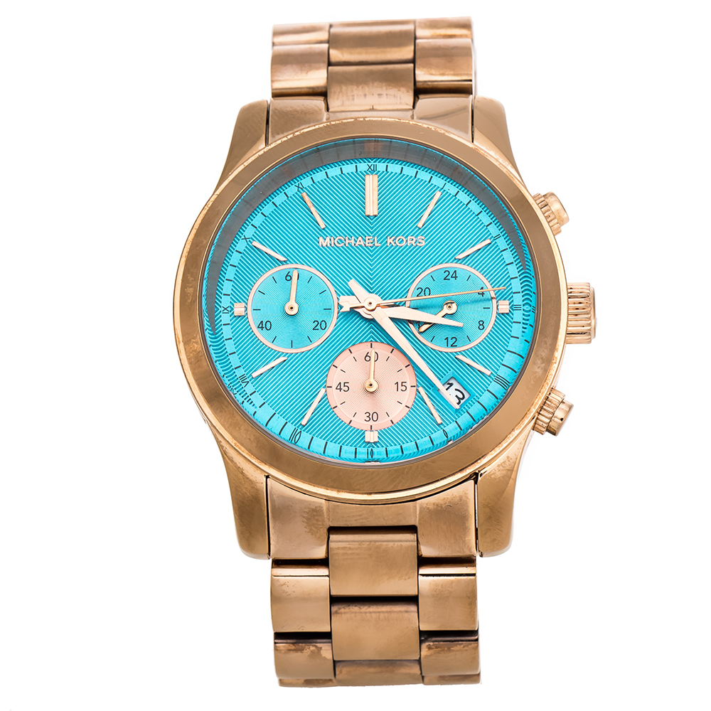 michael kors blue and gold watch