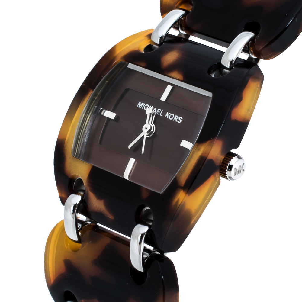 

Michael Kors Brown Tortoise Acetate Stainless Steel MK4178 Women's Wristwatch