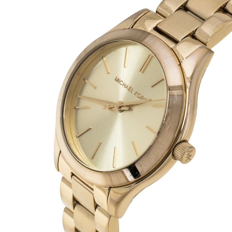 

Michael Kors Champagne Yellow Gold Tone Slim Runway MK3512 Women's Wristwatch