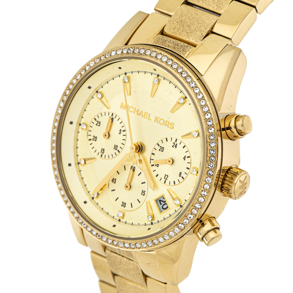 

Michael Kors Gold Tone Stainless Steel Ritz Chronograph MK6597 Women's Wristwatch