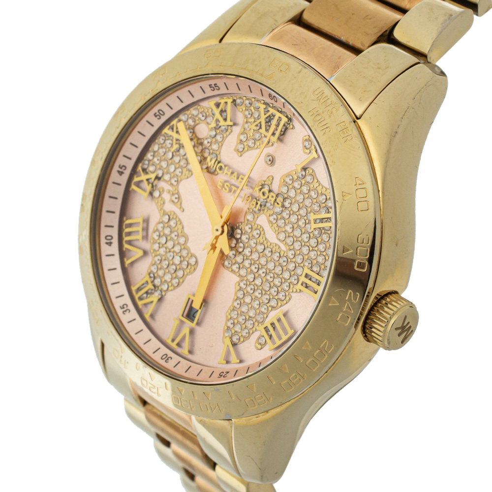 

Michael Kors Champagne Two-Tone Stainless Steel Layton MK6476 Women's Wristwatch, Pink