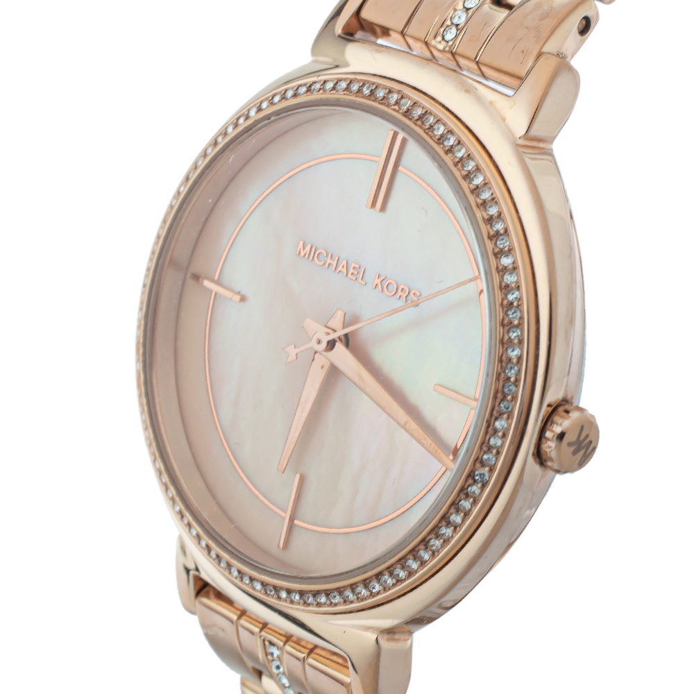 

Michael Kors Mother Of Pearl Rose Gold Tone Stainless Steel MK3643 Women's Wristwatch, Pink