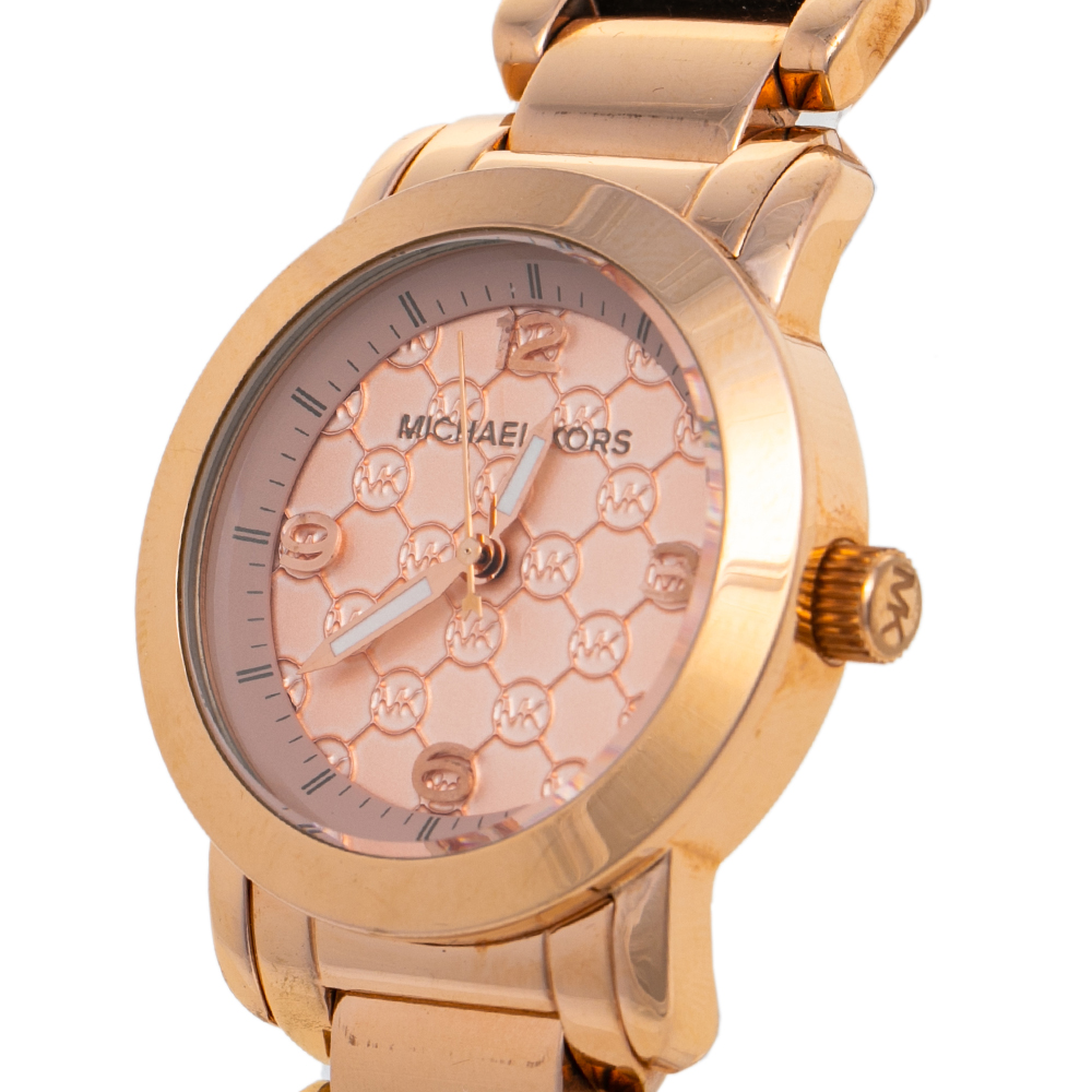 

Michael Kors Rose Gold Tone Stainless Steel Runway MK3159 Women's Wristwatch, Pink