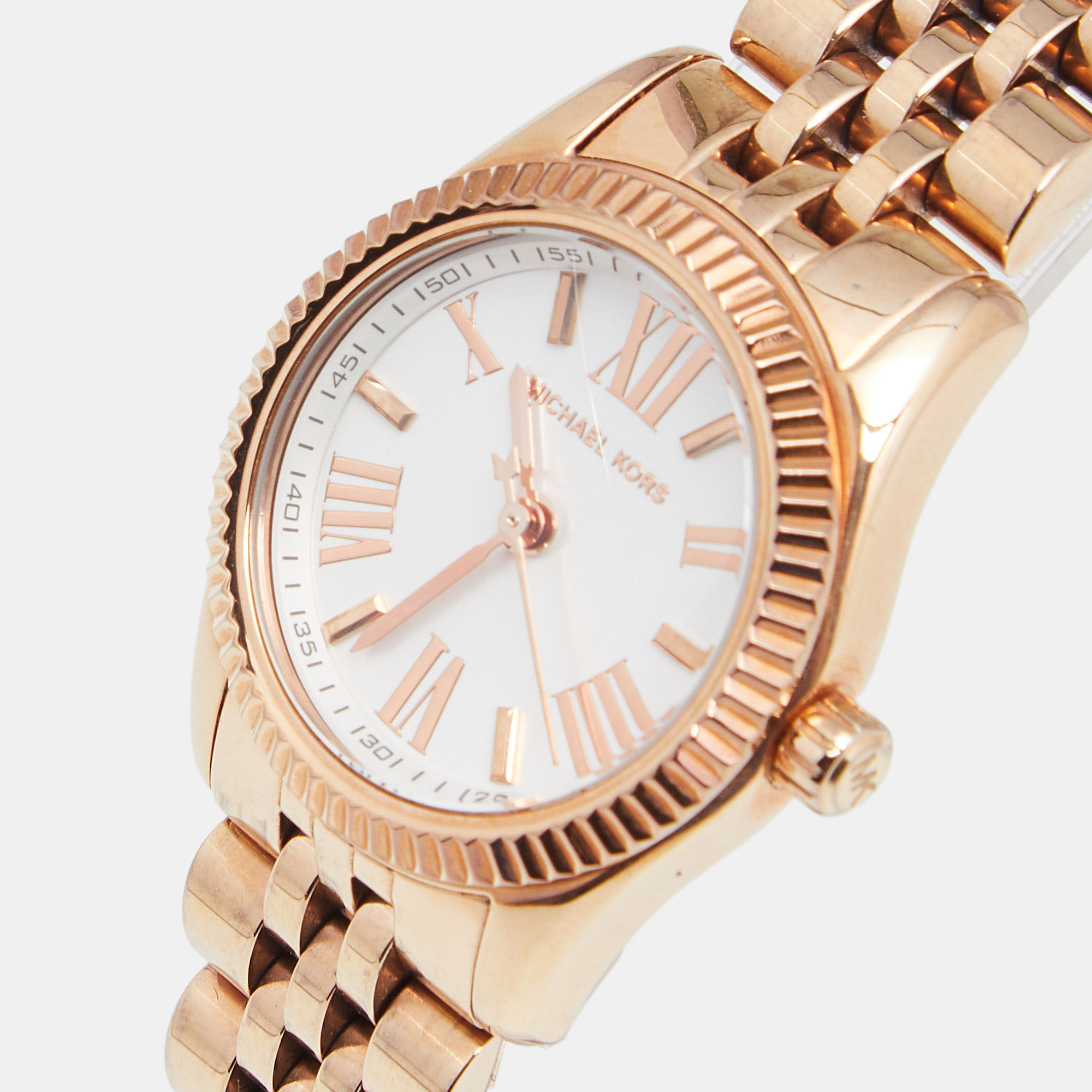 

Michael Kors White Rose Gold Plated Stainless Steel Lexington MK3230 Women's Wristwatch