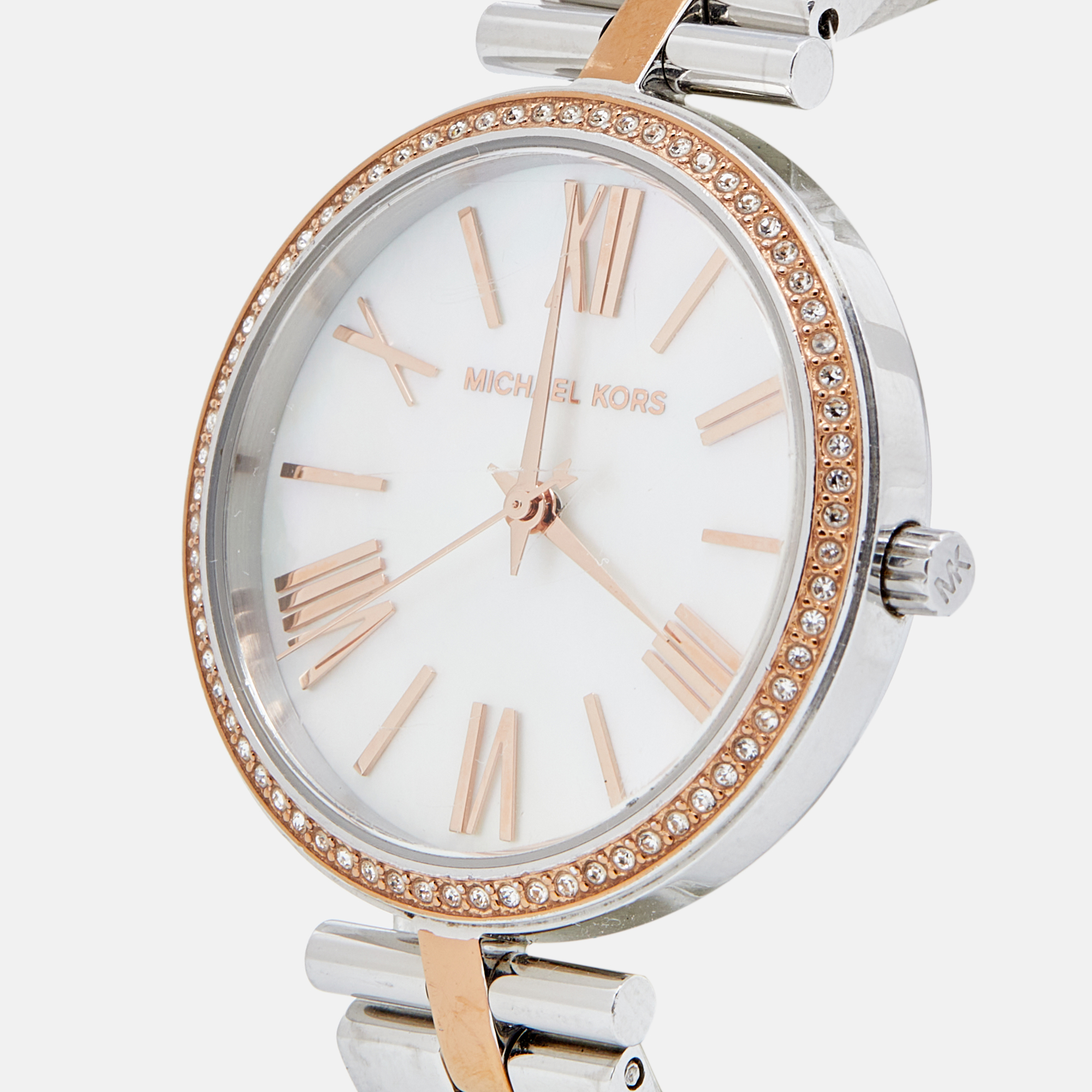 

Michael Kors Mother Of Pearl Two-Tone Stainless Steel Maci MK3969 Women's Wristwatch, Silver