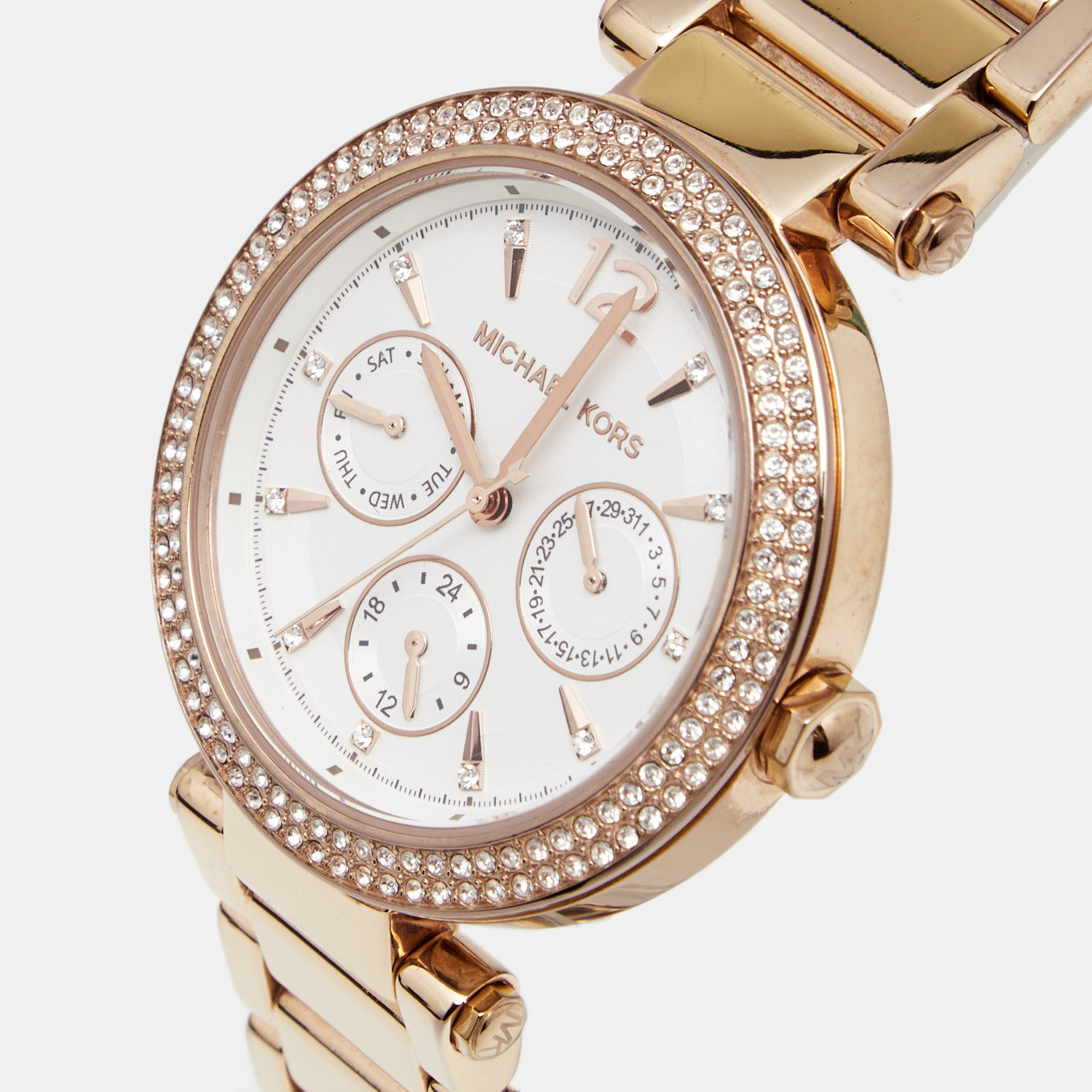 

Michael Kors Silver Rose Gold Tone Stainless Steel Parker MK5781 Women's Wristwatch