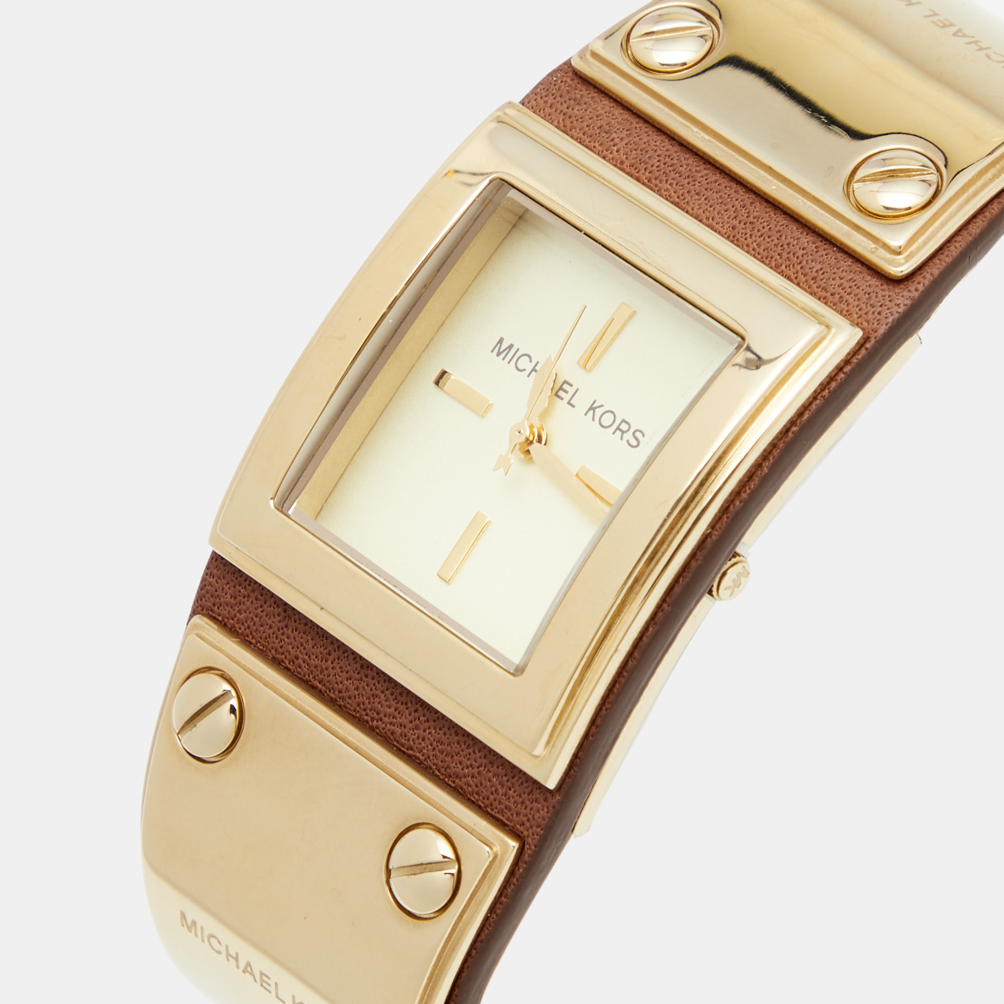 

Michael Kors Champagne Gold Plated Stainless Steel Leather MK2201 Women's Wristwatch