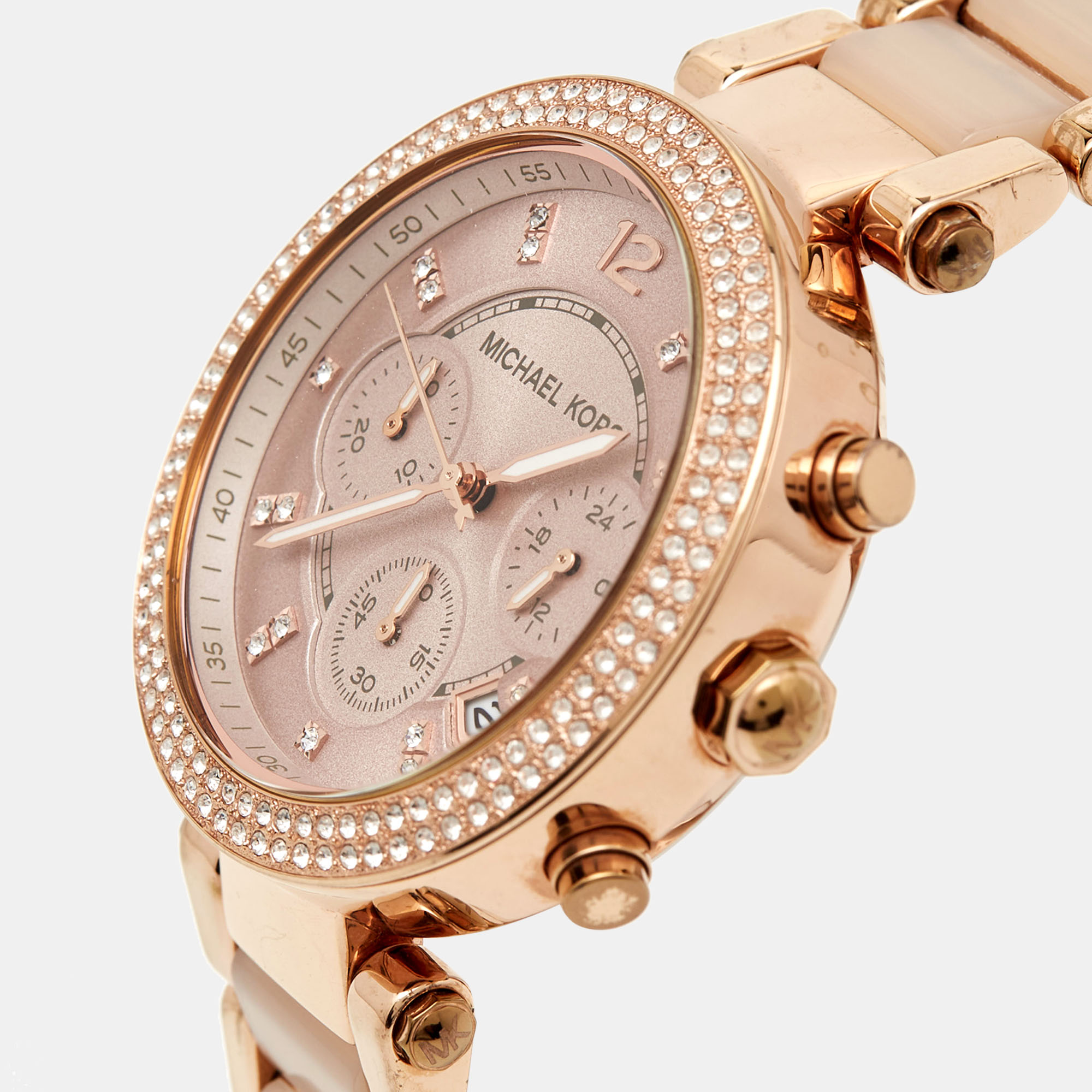 

Michael Kors Champagne Gold Plated Stainless Steel Acetate Parker MK5896 Women's Wristwatch