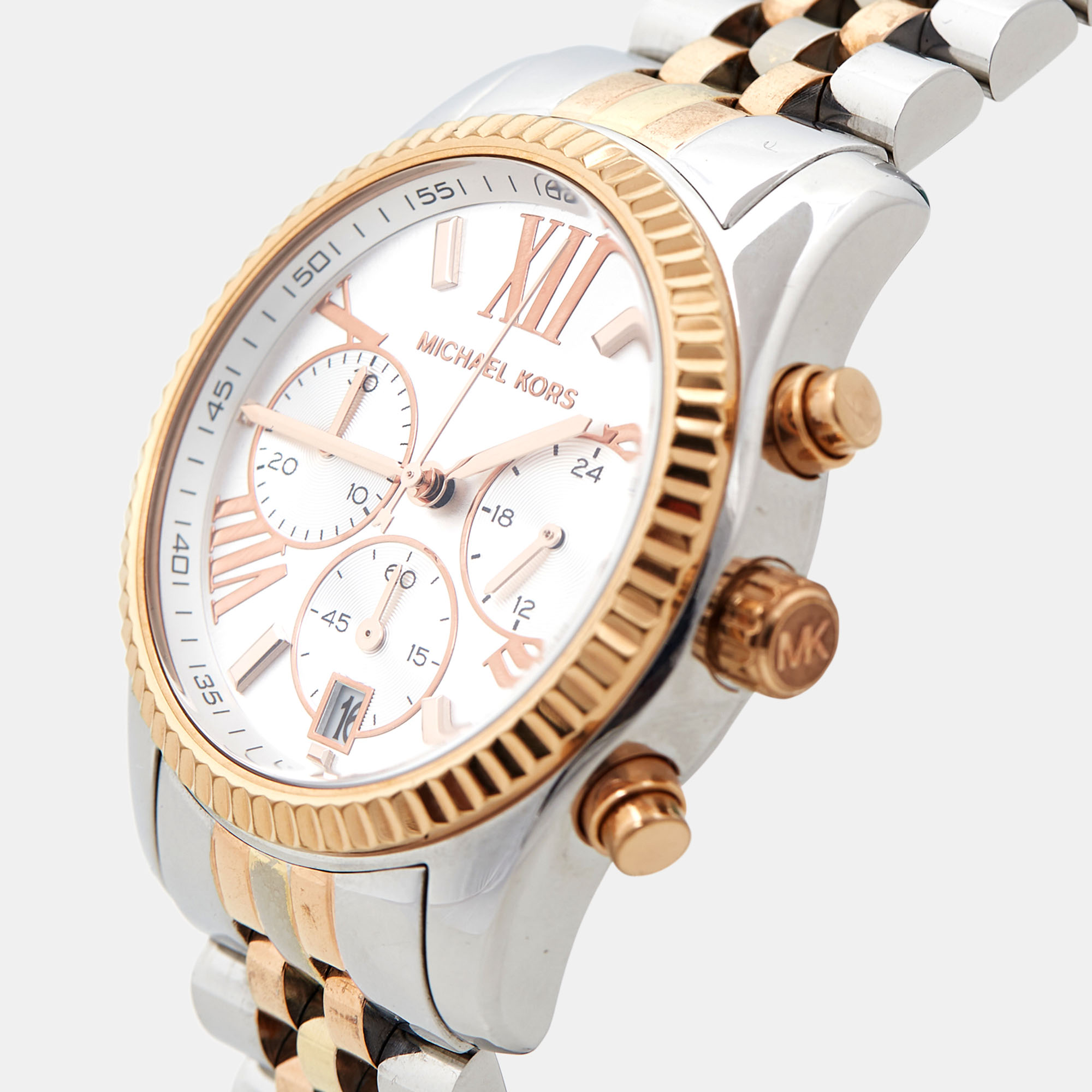 

Michael Kors Silver Tri-Tone Stainless Steel Lexington MK5735 Women's Wristwatch