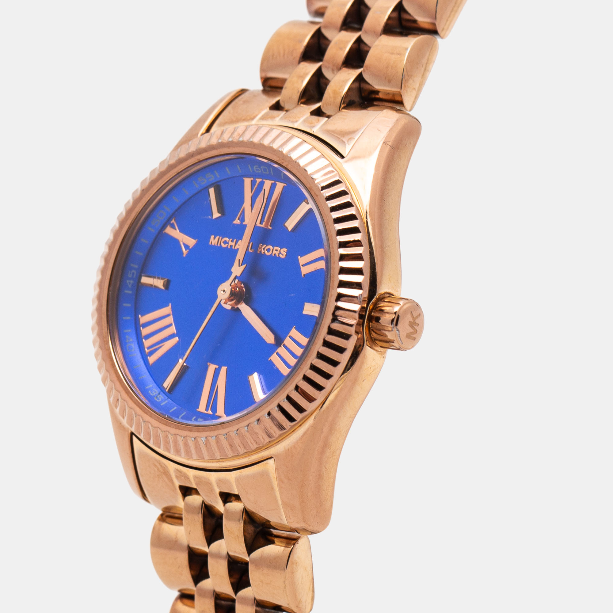 

Michael Kors Blue Rose Gold Plated Stainless Steel Petite Lexington MK3272 Women's Wristwatch