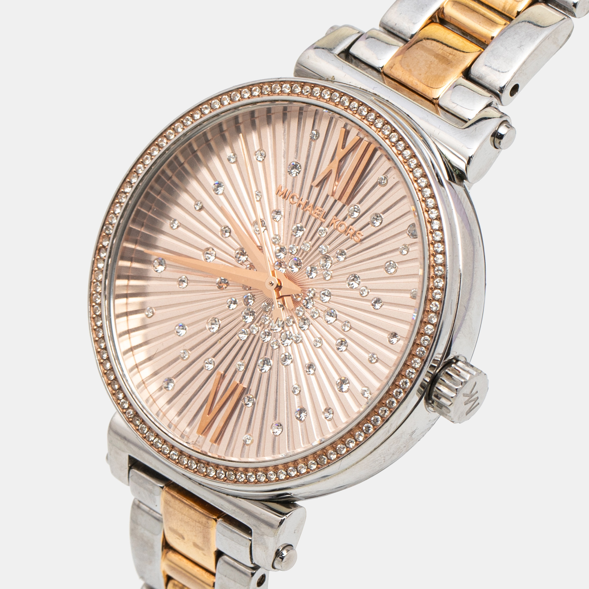 

Michael Kors Champagne Two Tone Stainless Steel Sofie MK3972 Women's Wristwatch, Metallic