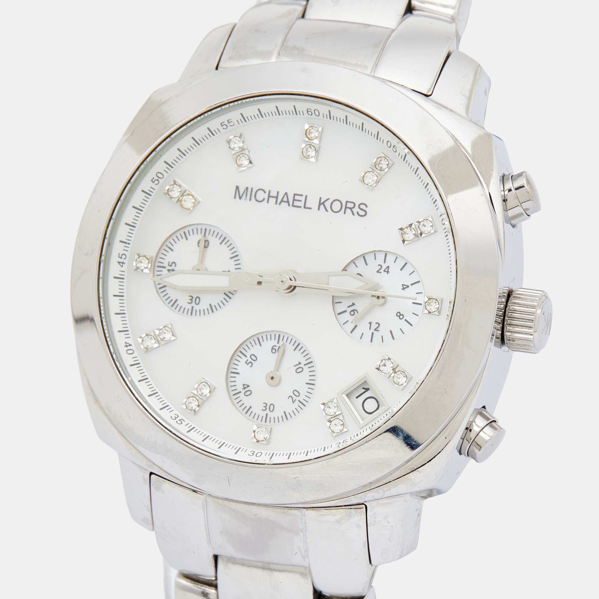 

Michael Kors White Mother of Pearl Stainless Steel MK5092 Women's Wristwatch, Silver