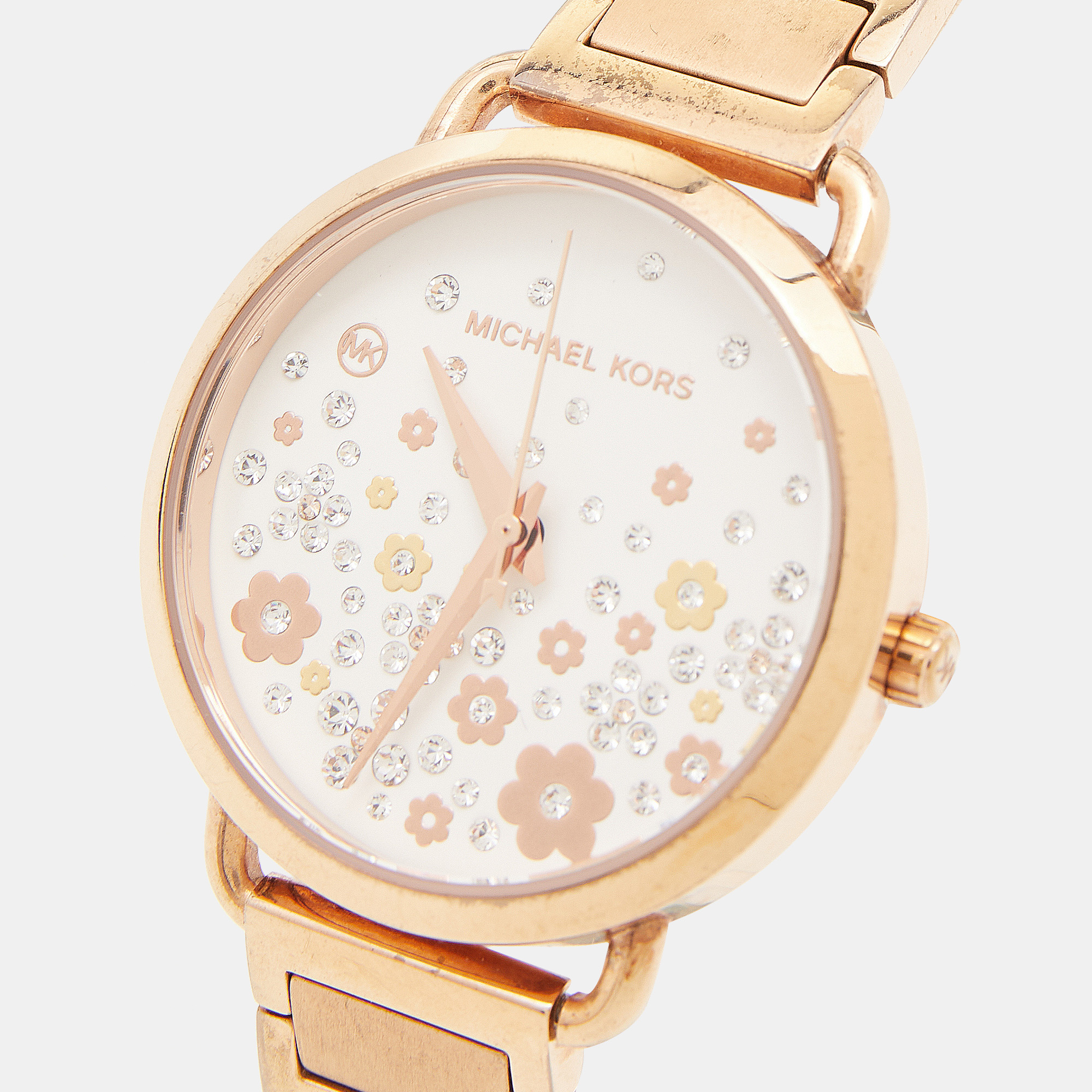 

Michael Kors White Rose Gold Plated Stainless Steel Mini Portia MK3841 Women's Wristwatch